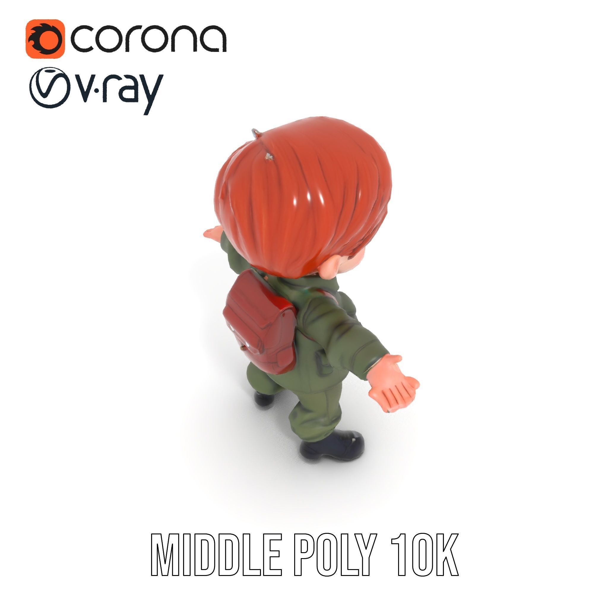 Young Soldier Character Rigged and Animated D Model Low-poly 3D model_15