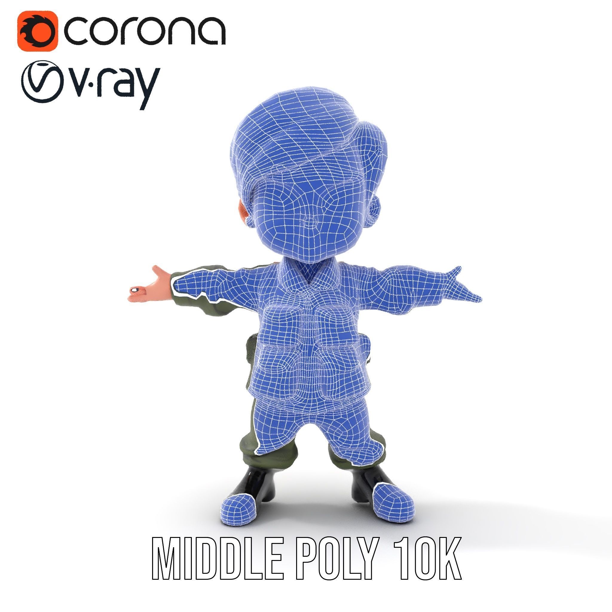 Young Soldier Character Rigged and Animated D Model Low-poly 3D model_29