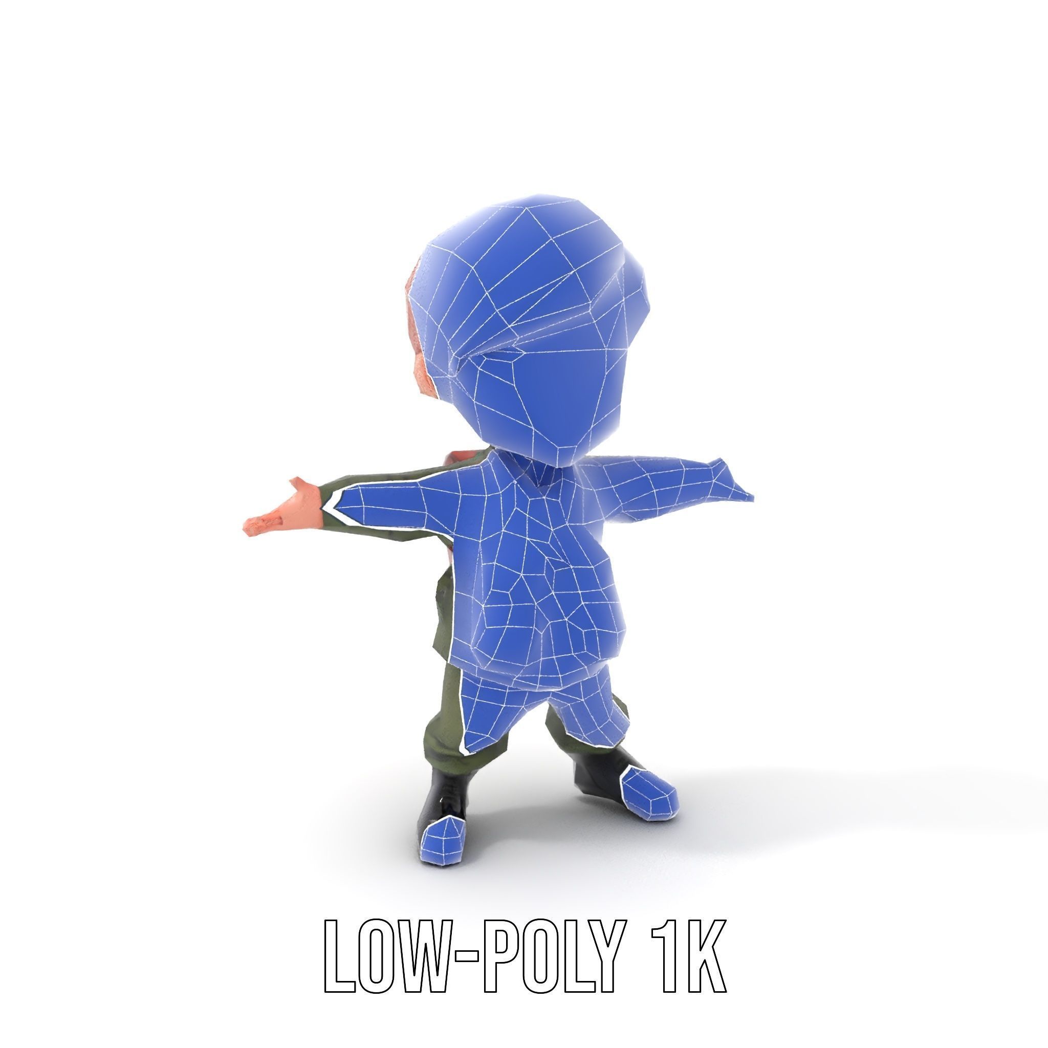 Young Soldier Character Rigged and Animated D Model Low-poly 3D model_22