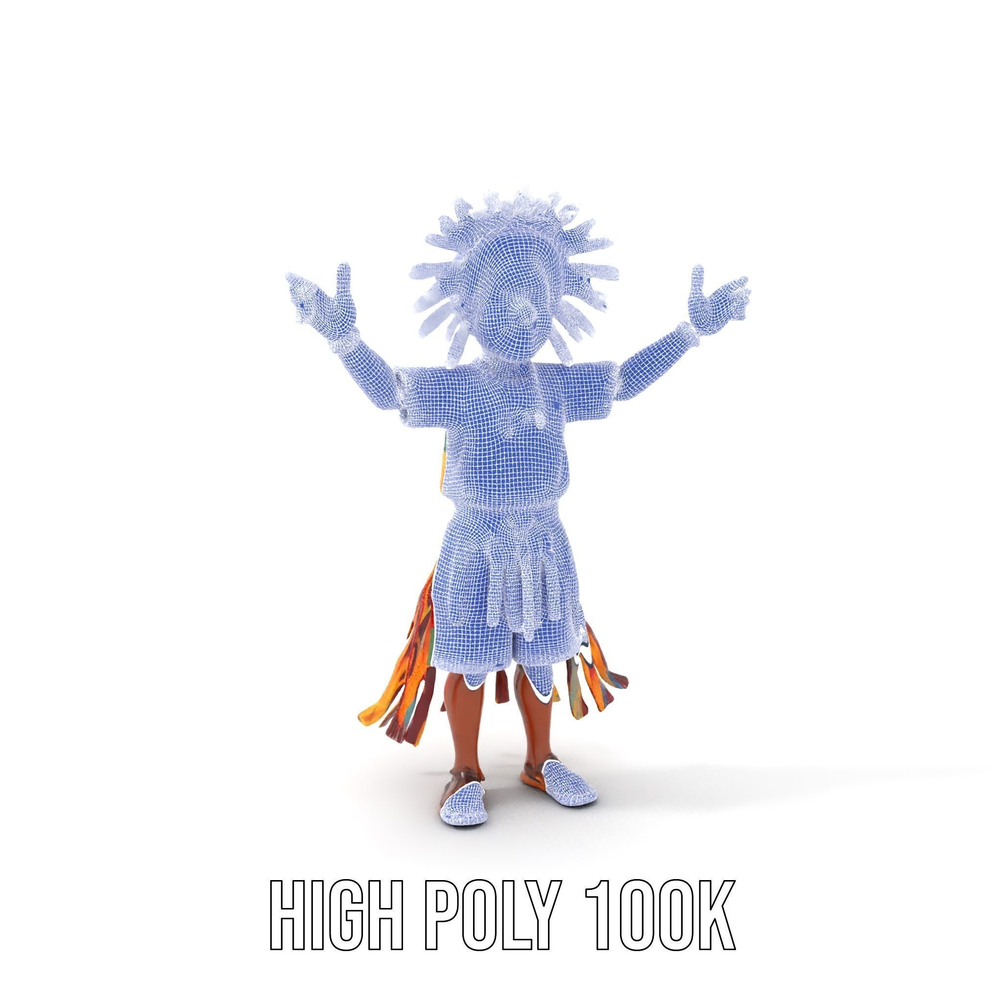 Colorful Tribal Child Character Rigged and Animated Model Low-poly 3D model_4