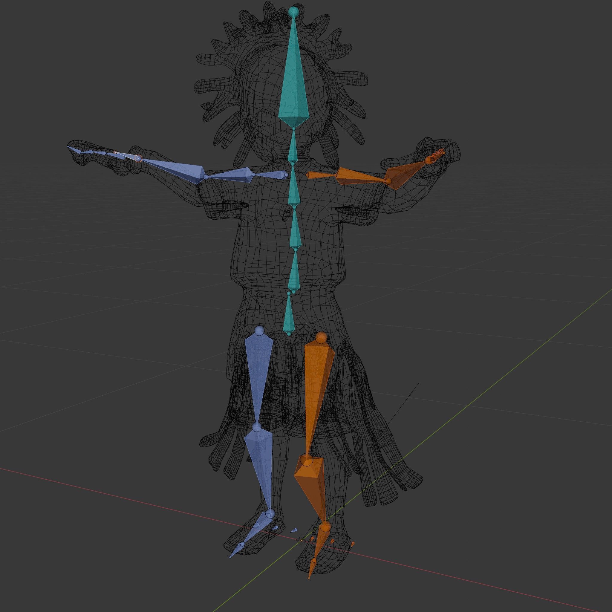 Colorful Tribal Child Character Rigged and Animated Model Low-poly 3D model_5