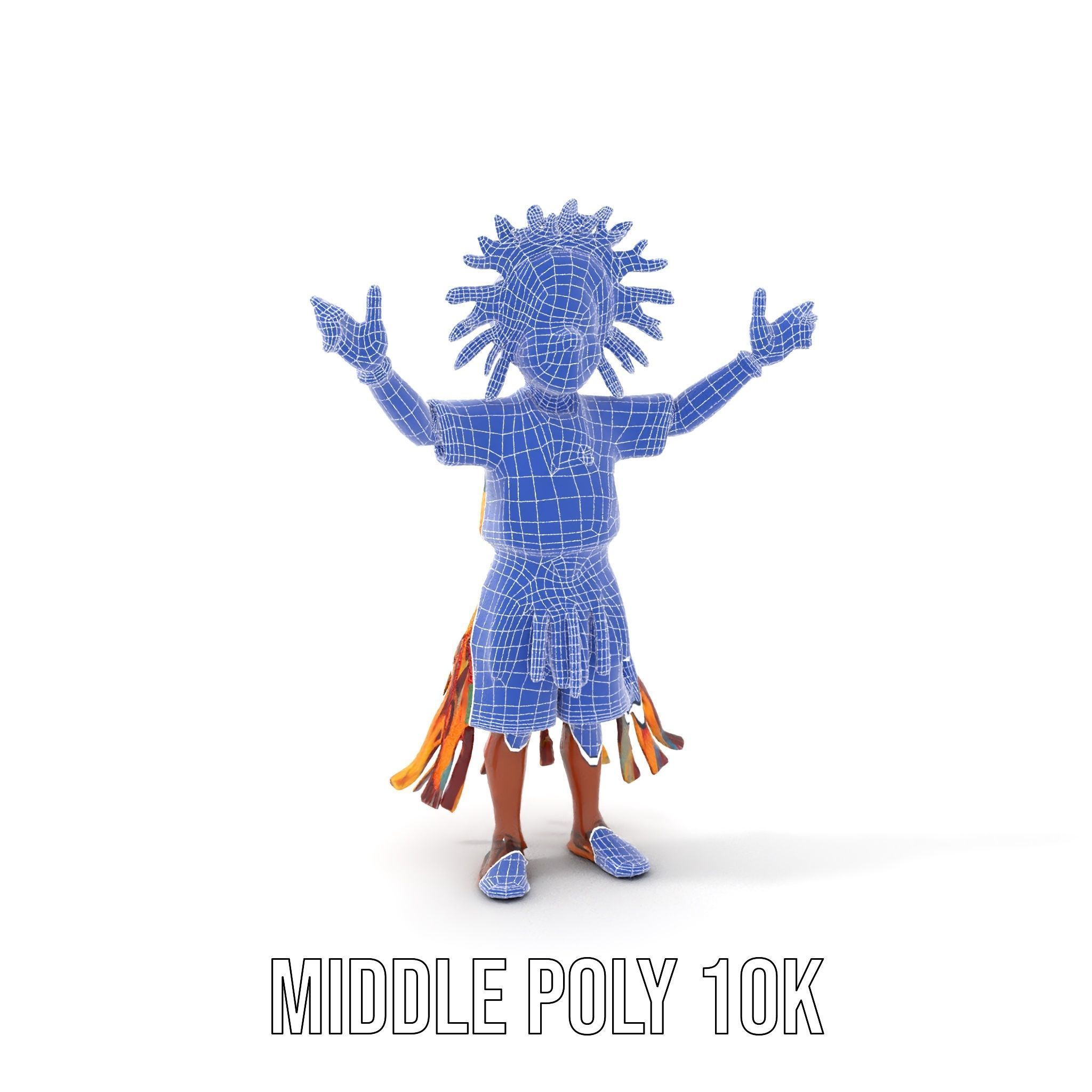 Colorful Tribal Child Character Rigged and Animated Model Low-poly 3D model_27