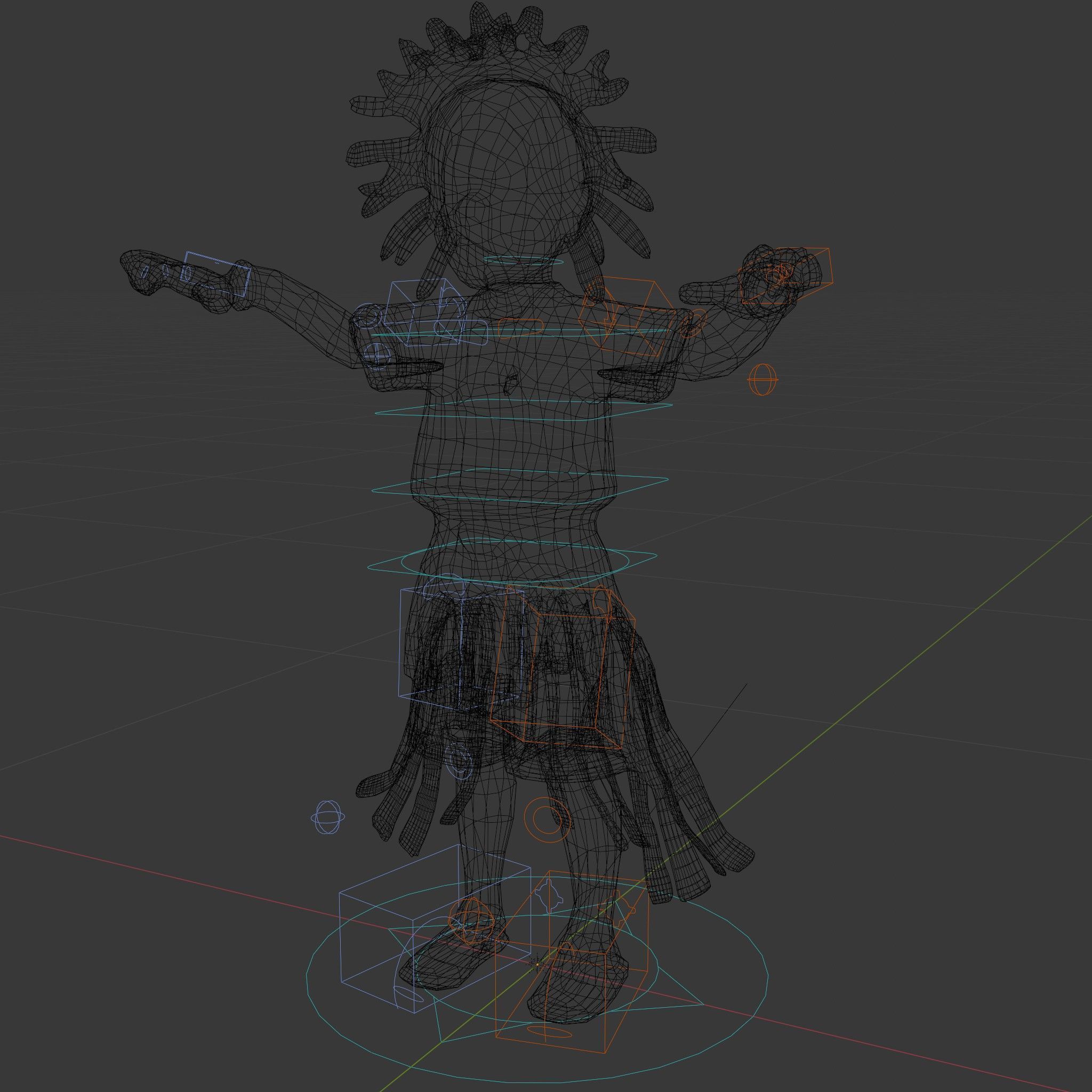 Colorful Tribal Child Character Rigged and Animated Model Low-poly 3D model_6