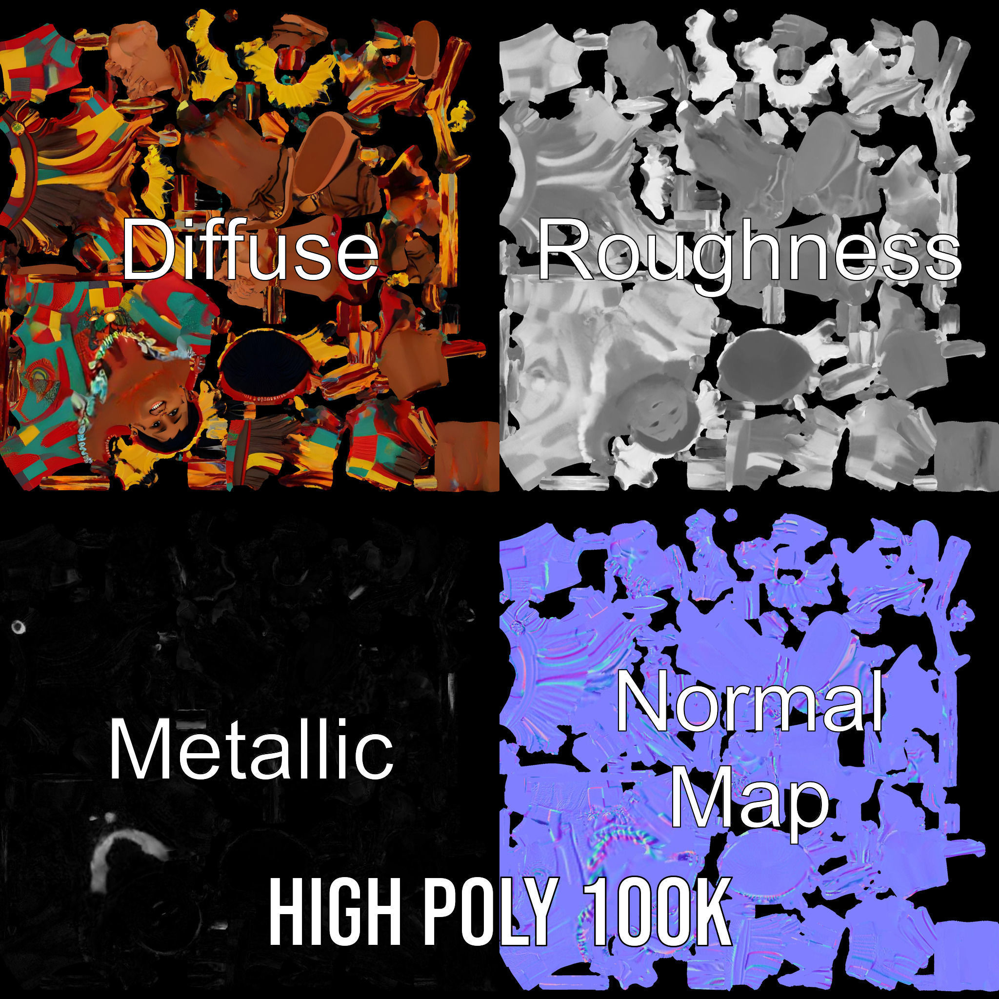 Colorful Tribal Child Character Rigged and Animated Model Low-poly 3D model_3