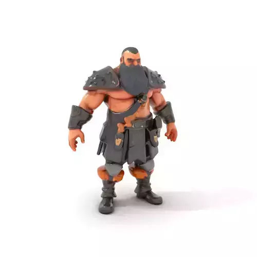 Bearded Barbarian Warrior Rigged and Animated D Character Model