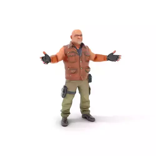 Bald Rugged Adventurer Rigged and Animated D Character Model