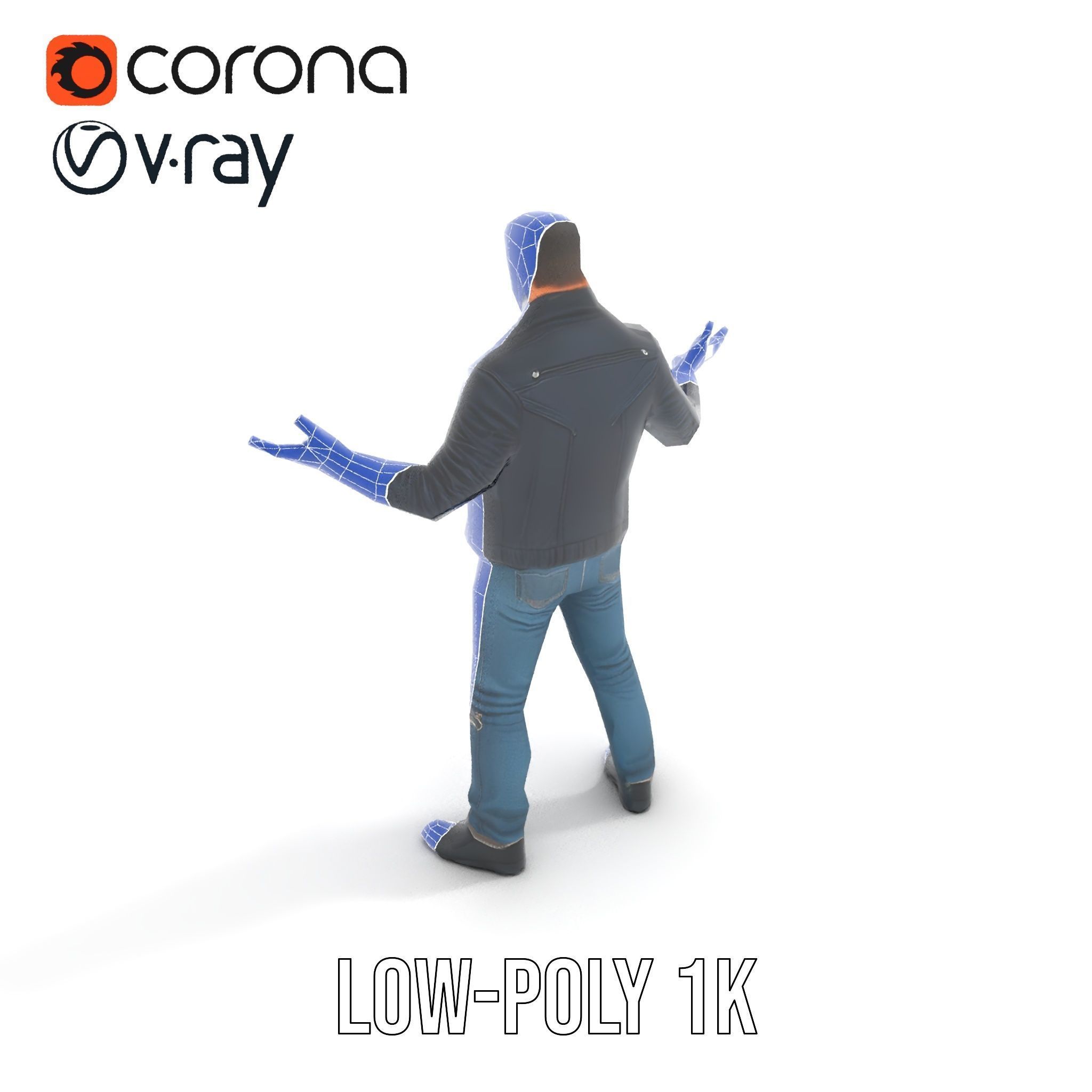 Tough Biker Character Rigged and Animated D Model Low-poly 3D model_14