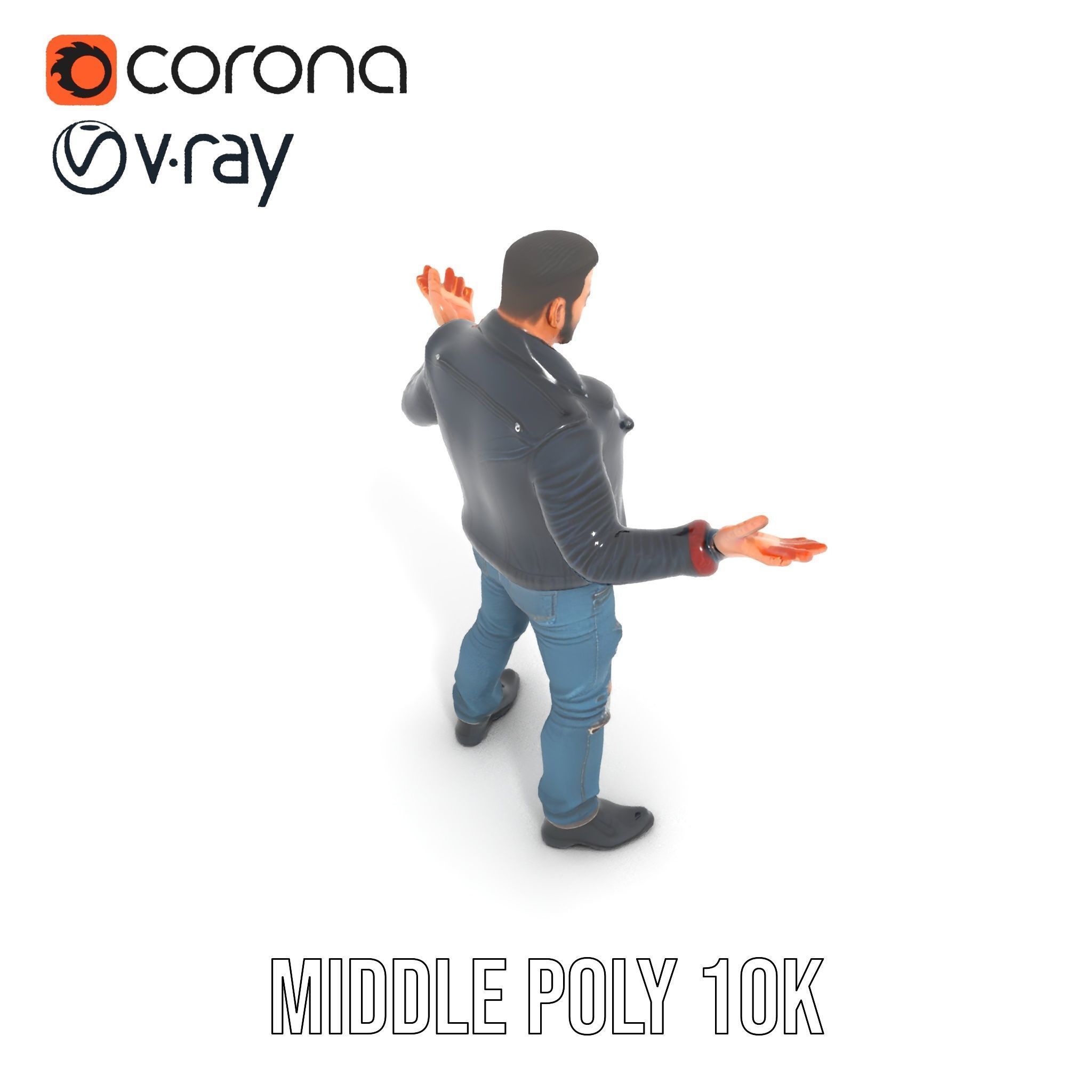 Tough Biker Character Rigged and Animated D Model Low-poly 3D model_16