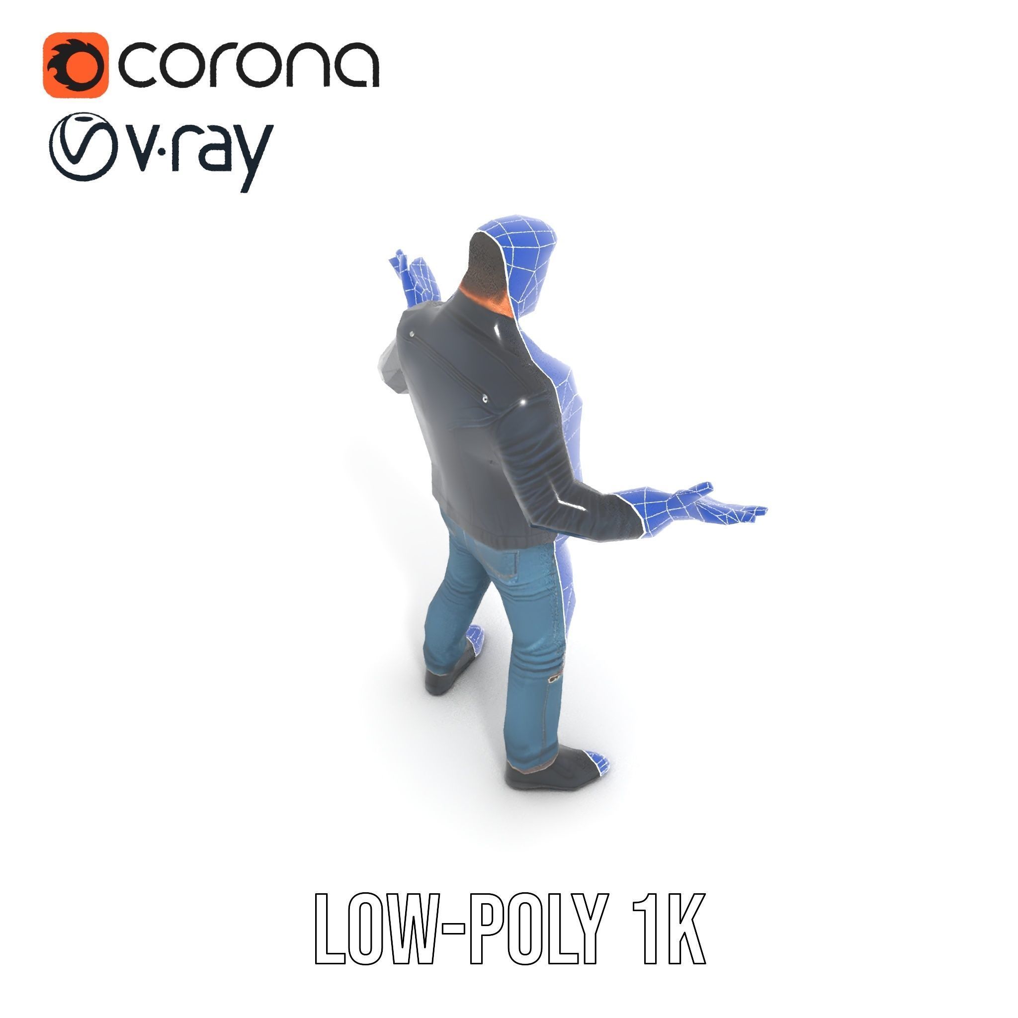 Tough Biker Character Rigged and Animated D Model Low-poly 3D model_27