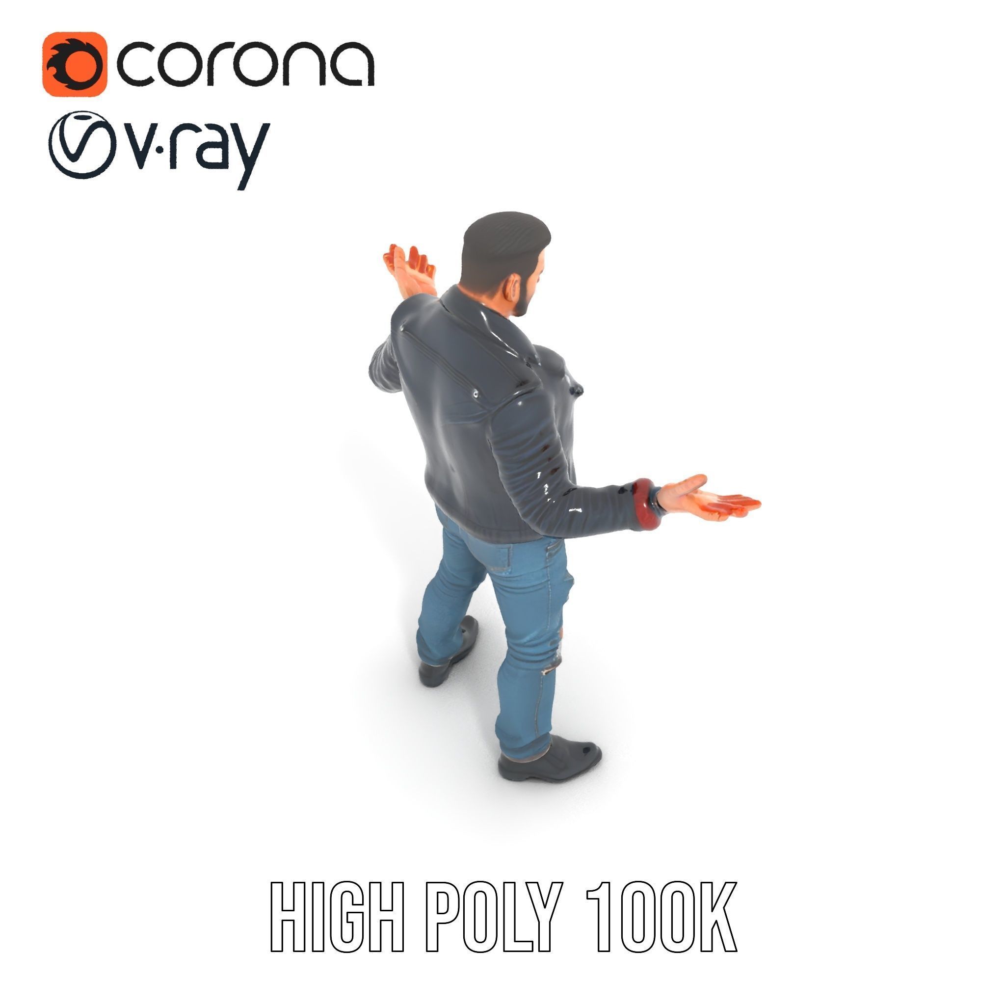 Tough Biker Character Rigged and Animated D Model Low-poly 3D model_9