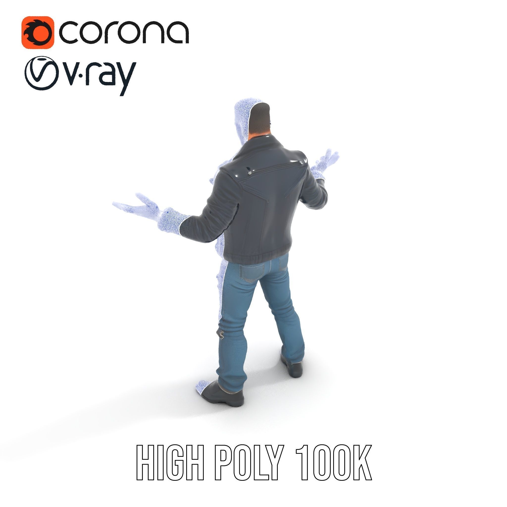 Tough Biker Character Rigged and Animated D Model Low-poly 3D model_28