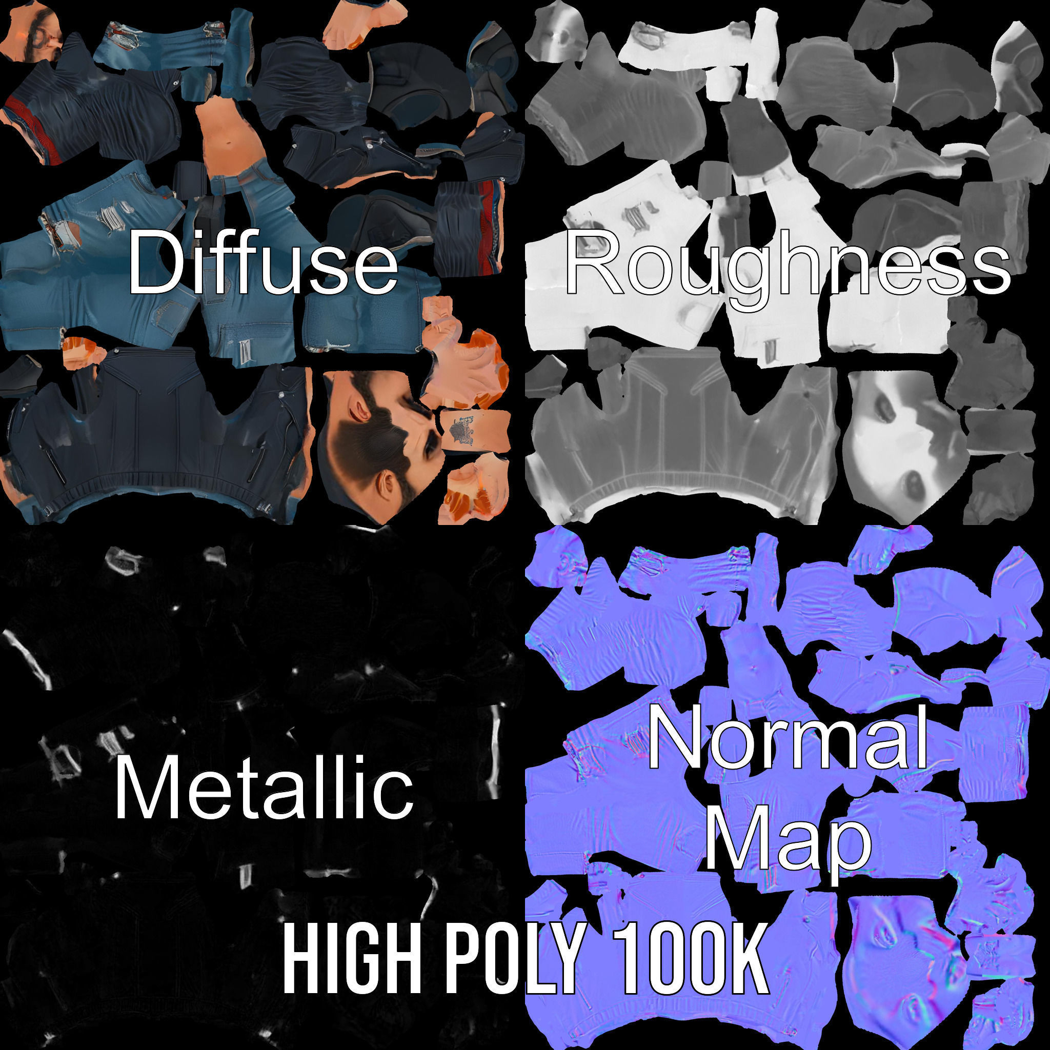 Tough Biker Character Rigged and Animated D Model Low-poly 3D model_3