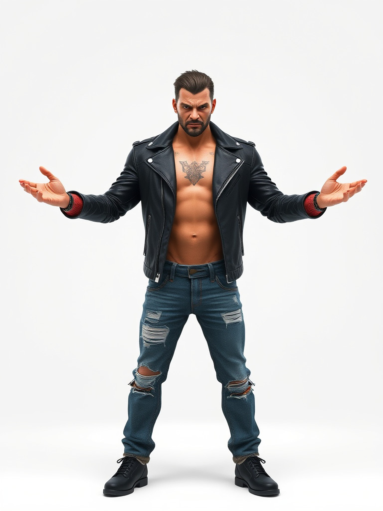 Tough Biker Character Rigged and Animated D Model Low-poly 3D model_2