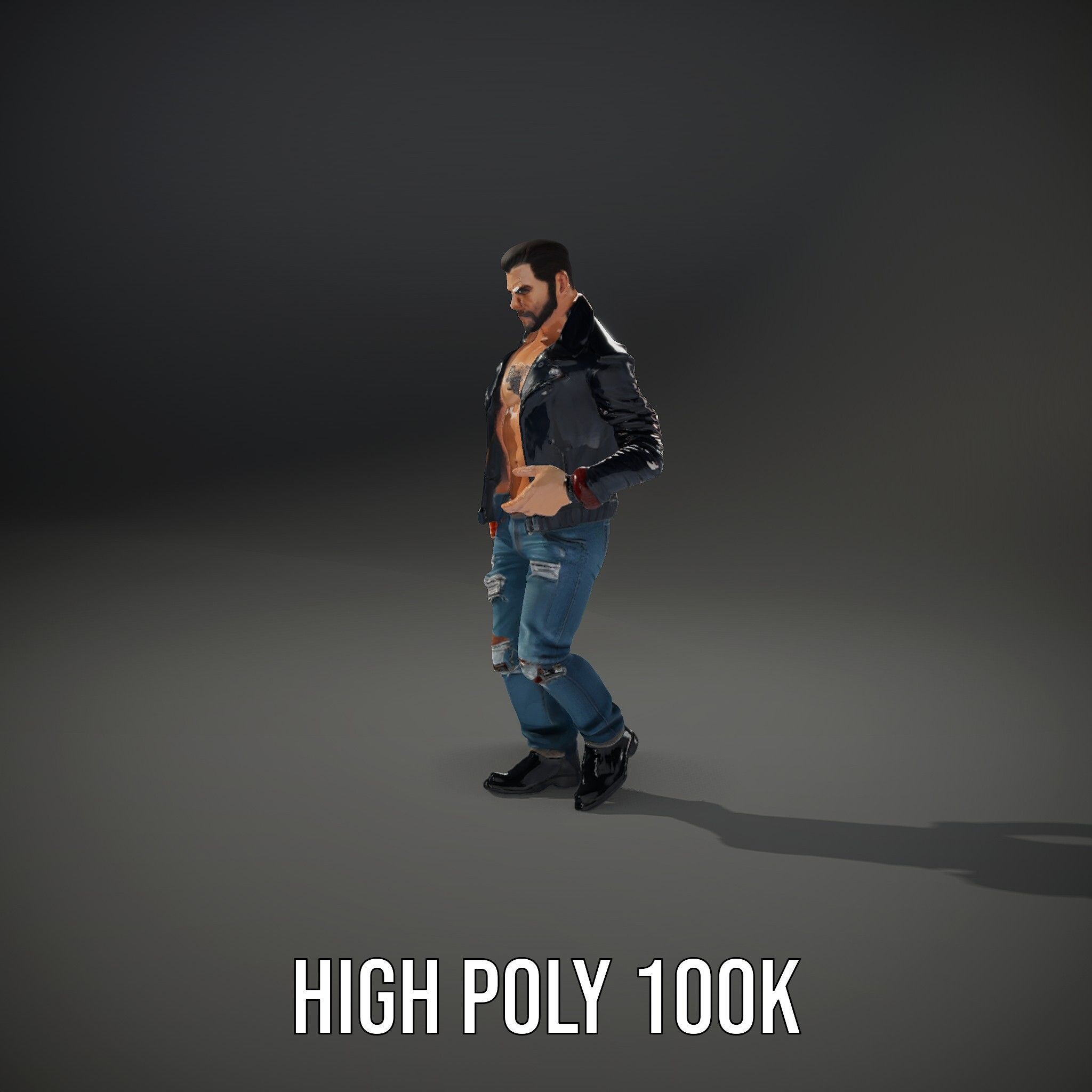 Tough Biker Character Rigged and Animated D Model Low-poly 3D model_15