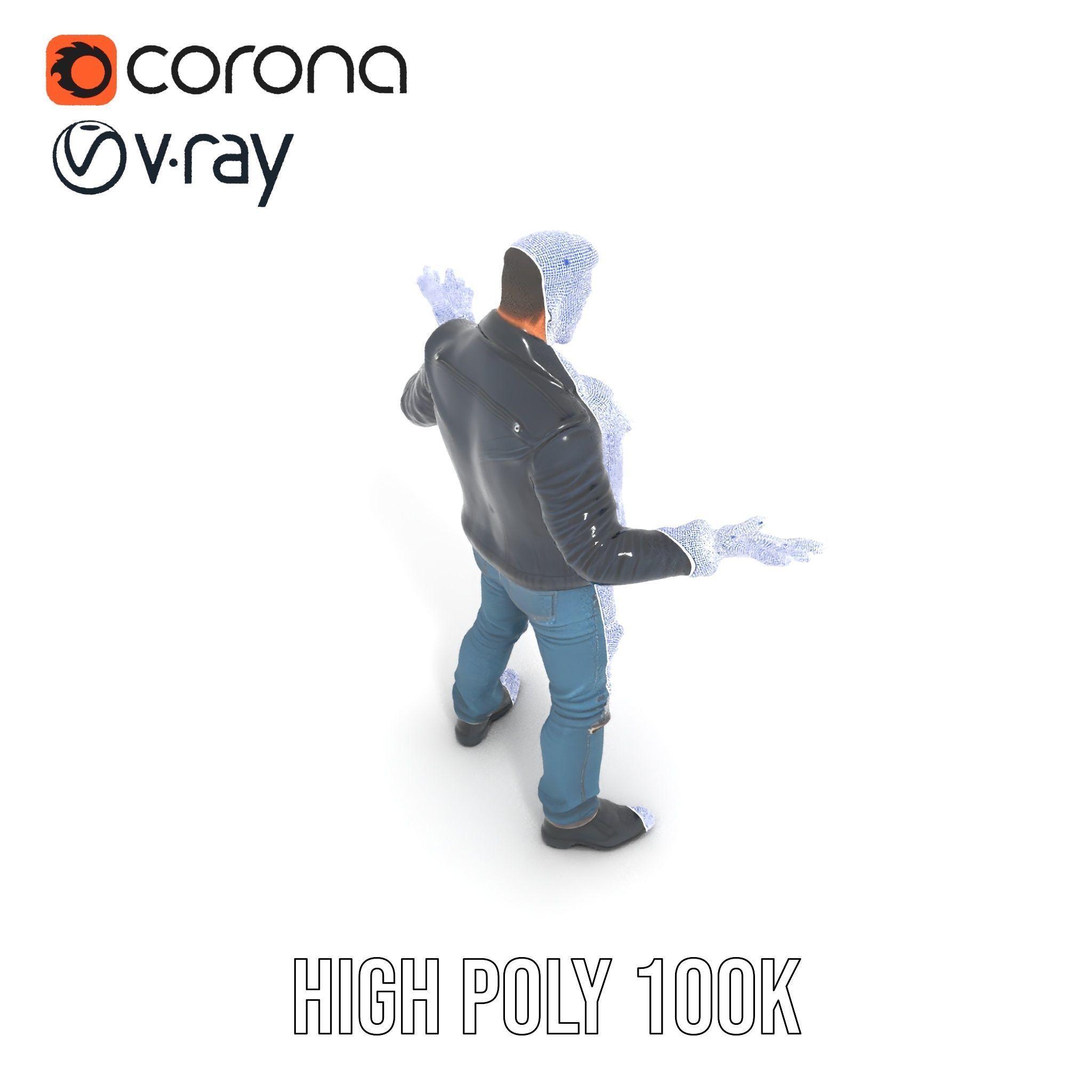 Tough Biker Character Rigged and Animated D Model Low-poly 3D model_33