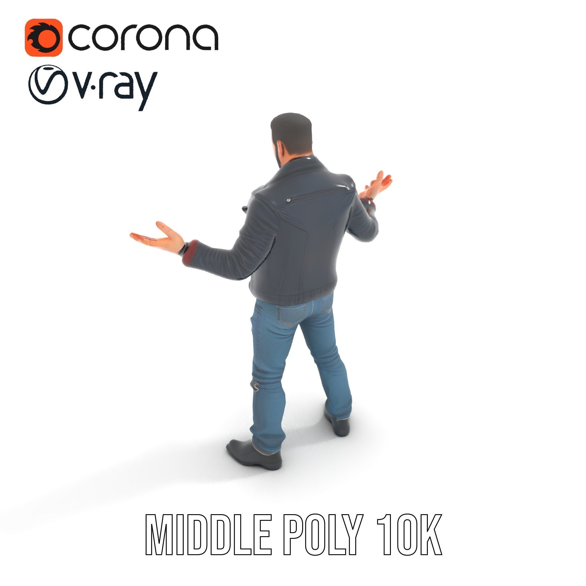 Tough Biker Character Rigged and Animated D Model Low-poly 3D model_23