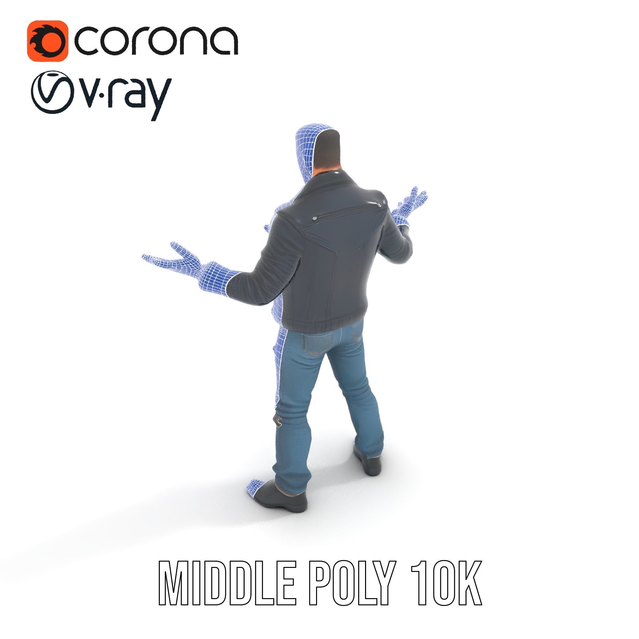 Tough Biker Character Rigged and Animated D Model Low-poly 3D model_13