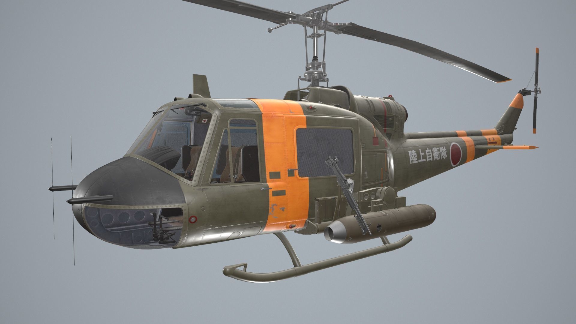 Bell UH-1B JGSDF Static Low-poly 3D model_3