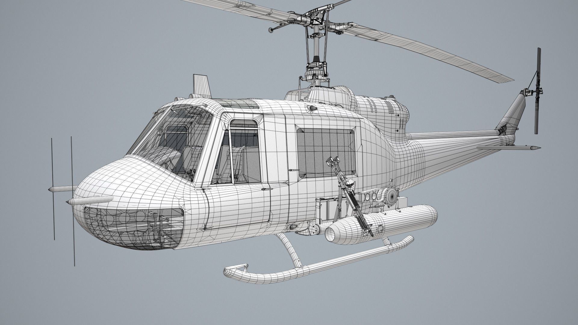 Bell UH-1B JGSDF Static Low-poly 3D model_35
