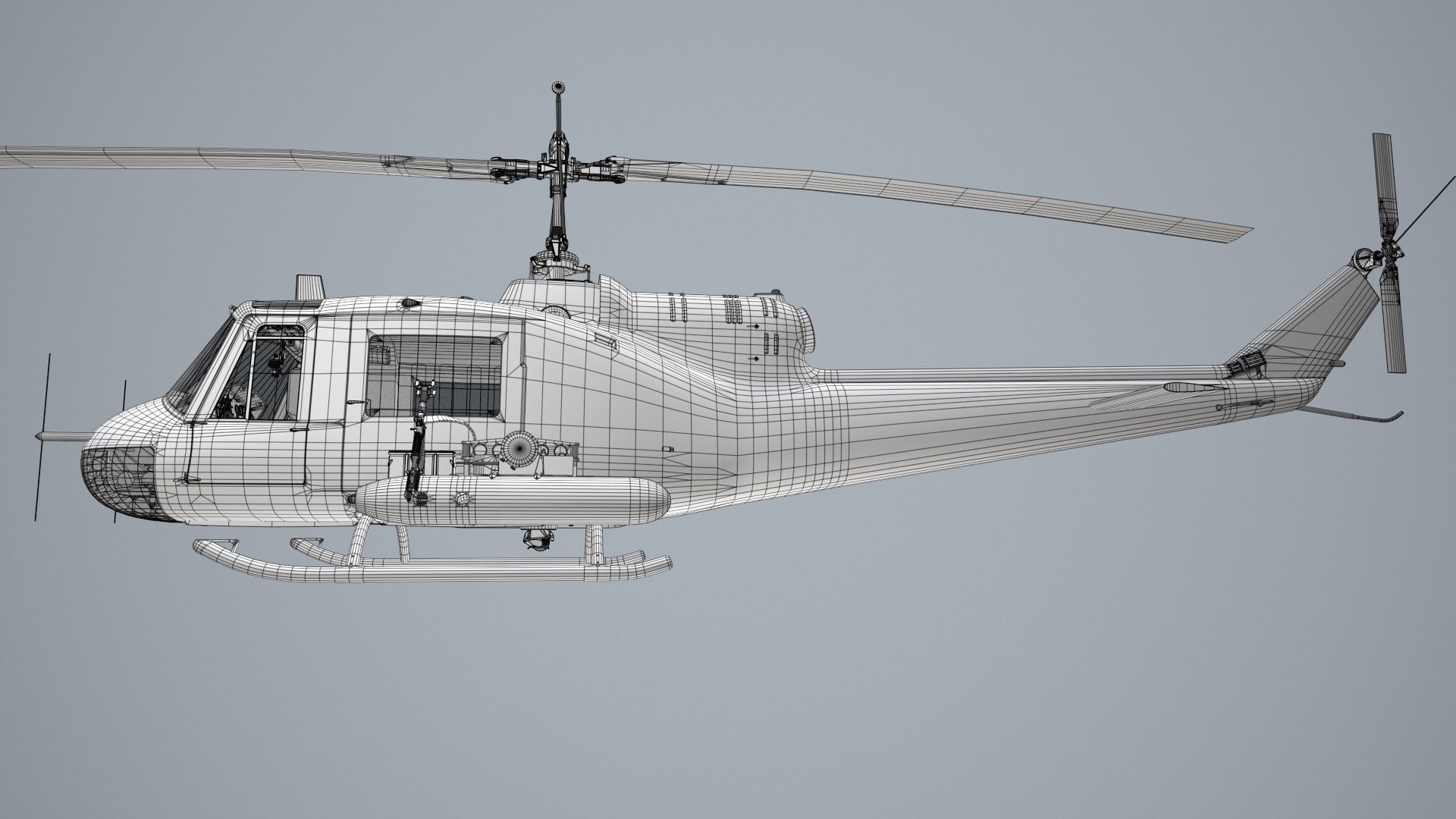 Bell UH-1B JGSDF Static Low-poly 3D model_45