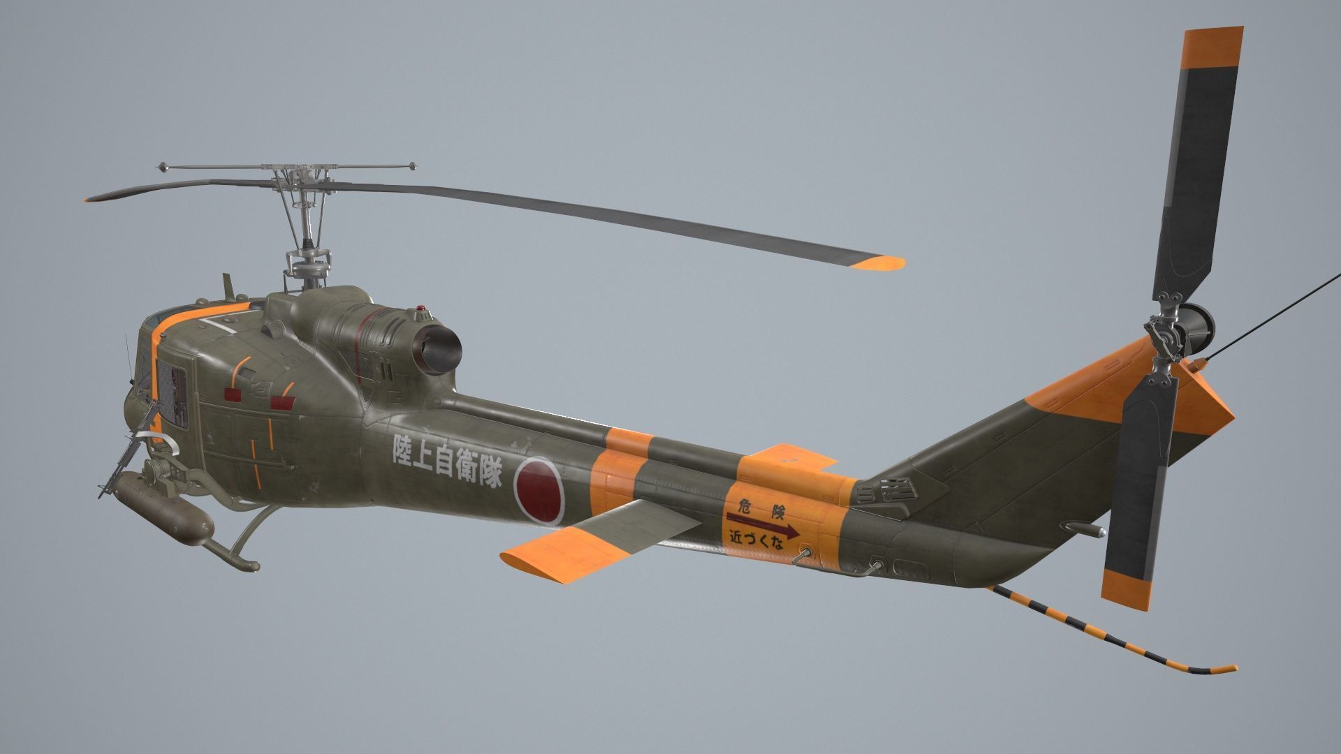 Bell UH-1B JGSDF Static Low-poly 3D model_4