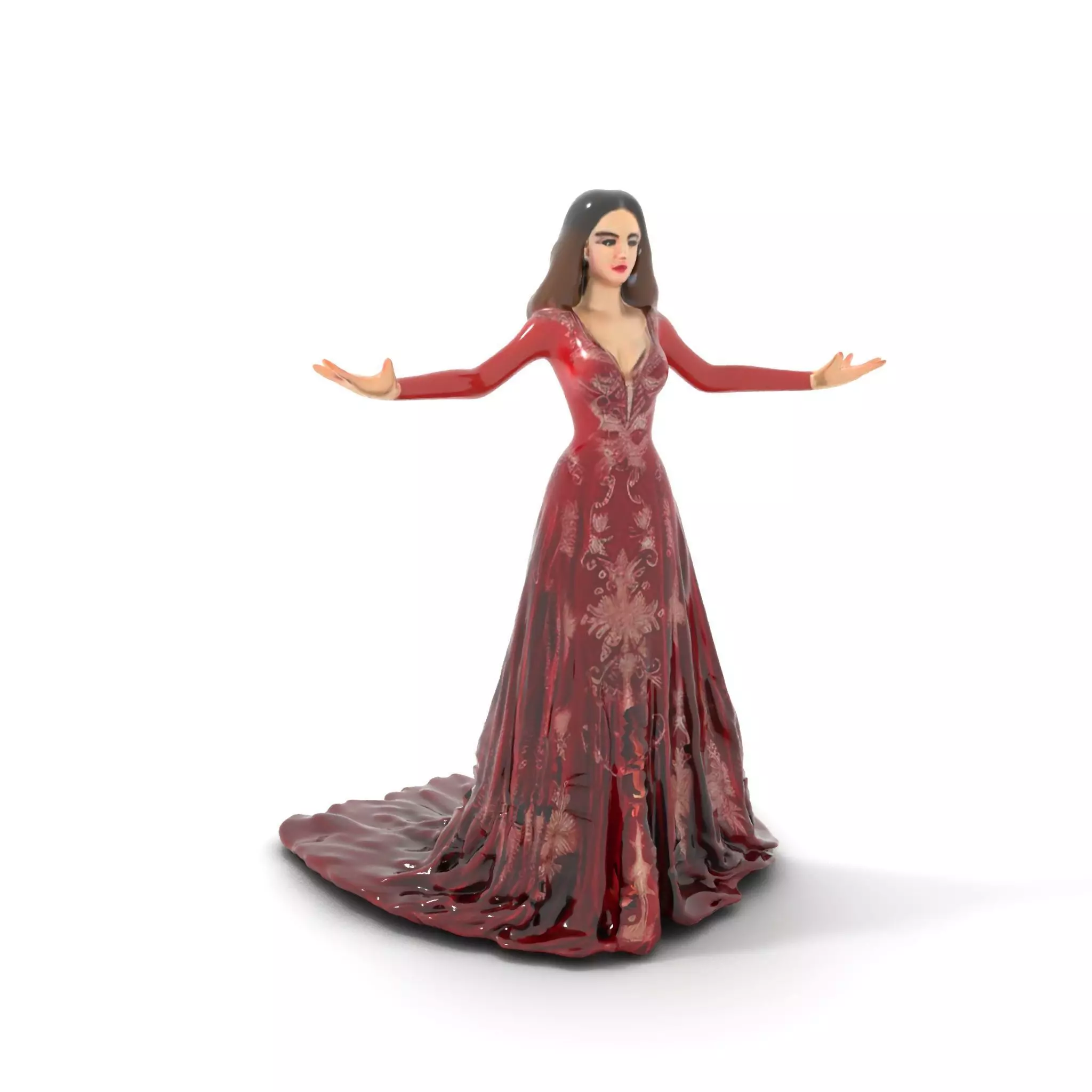 Regal Gown Character D Model Rigged and Animated Low-poly 3D model