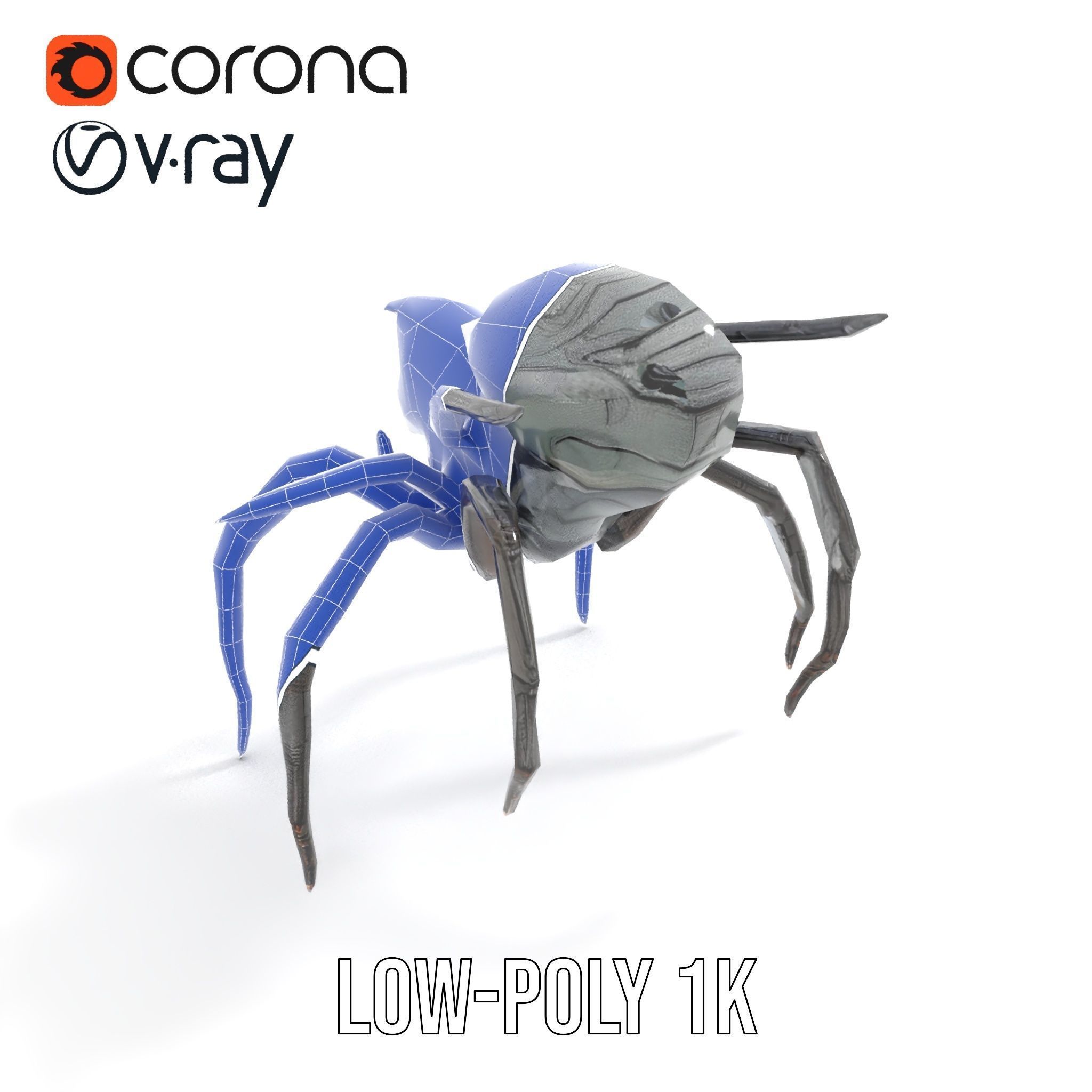 Cyber Arachnid Rigged and Animated D Character Model Low-poly 3D model_30