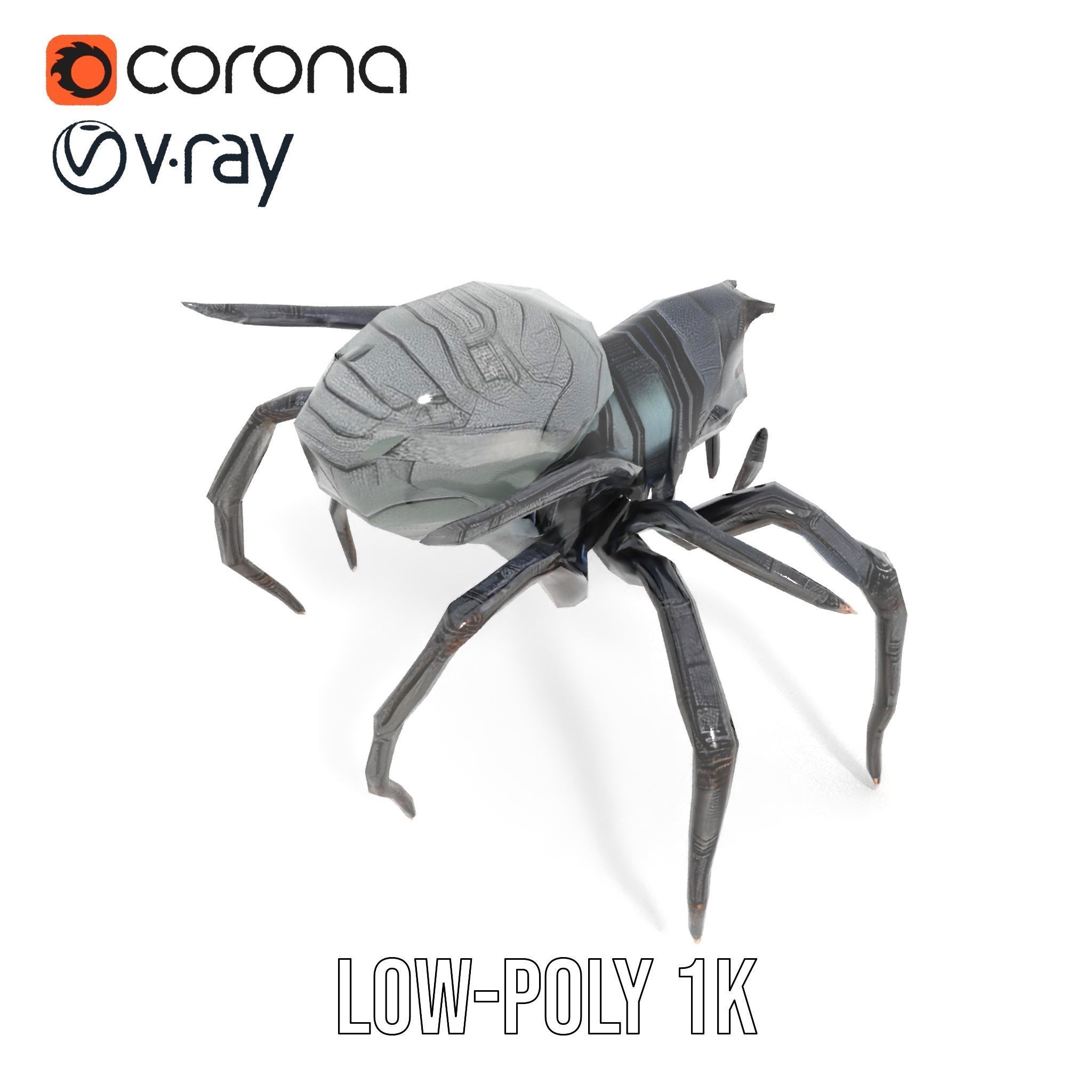 Cyber Arachnid Rigged and Animated D Character Model Low-poly 3D model_22