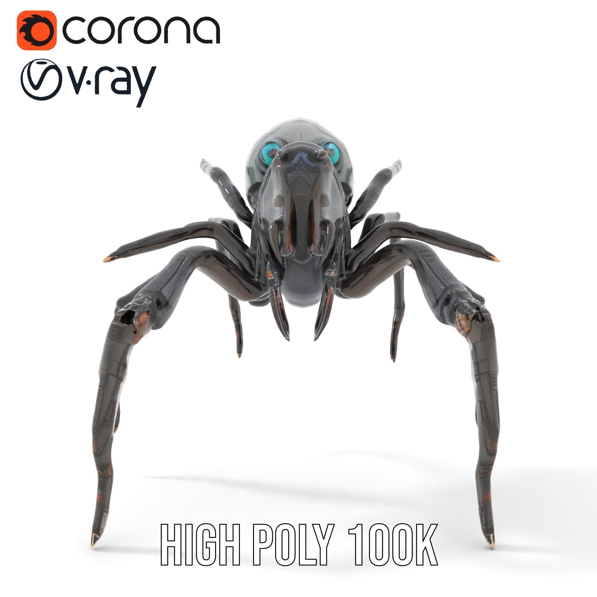 Cyber Arachnid Rigged and Animated D Character Model Low-poly 3D model_23