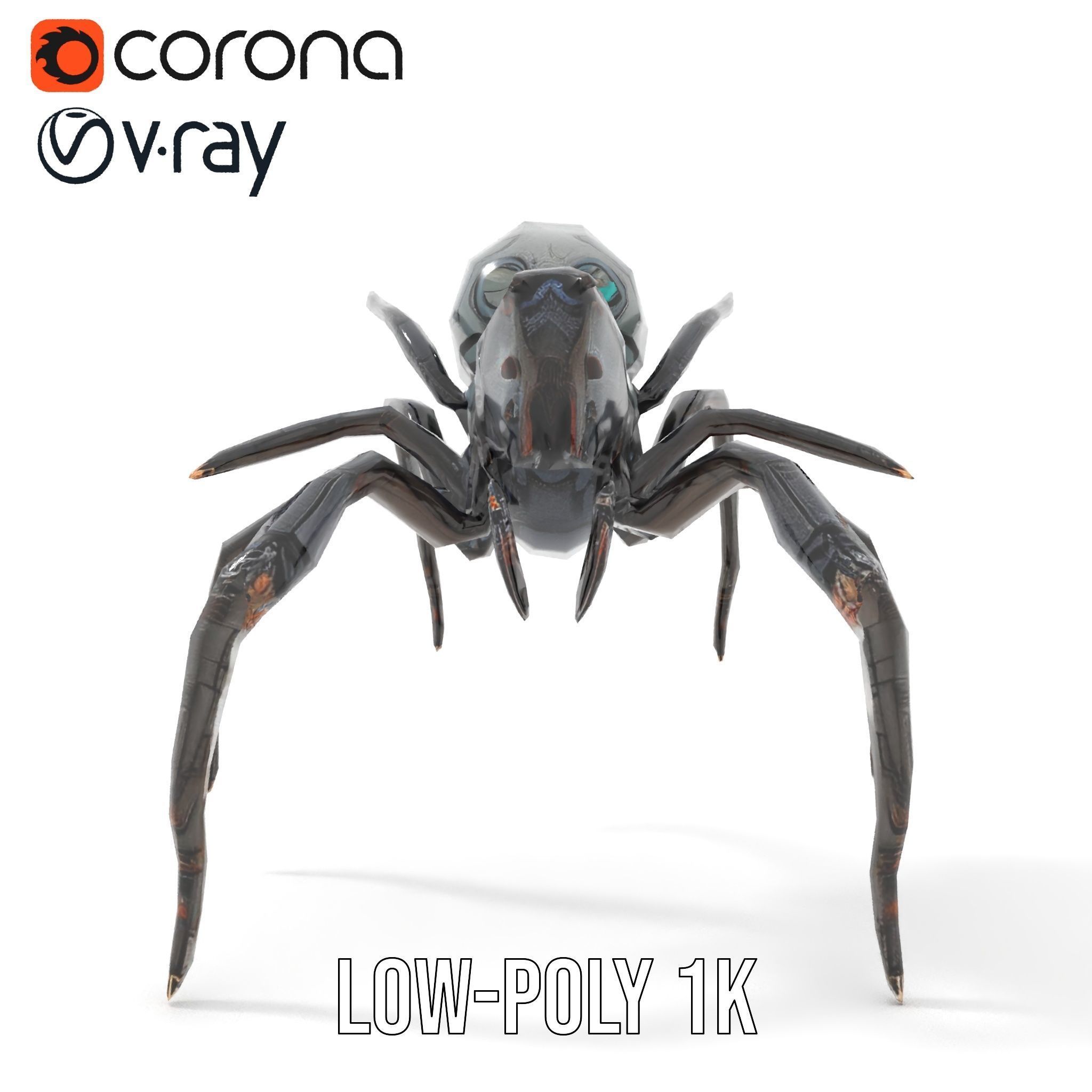 Cyber Arachnid Rigged and Animated D Character Model Low-poly 3D model_11