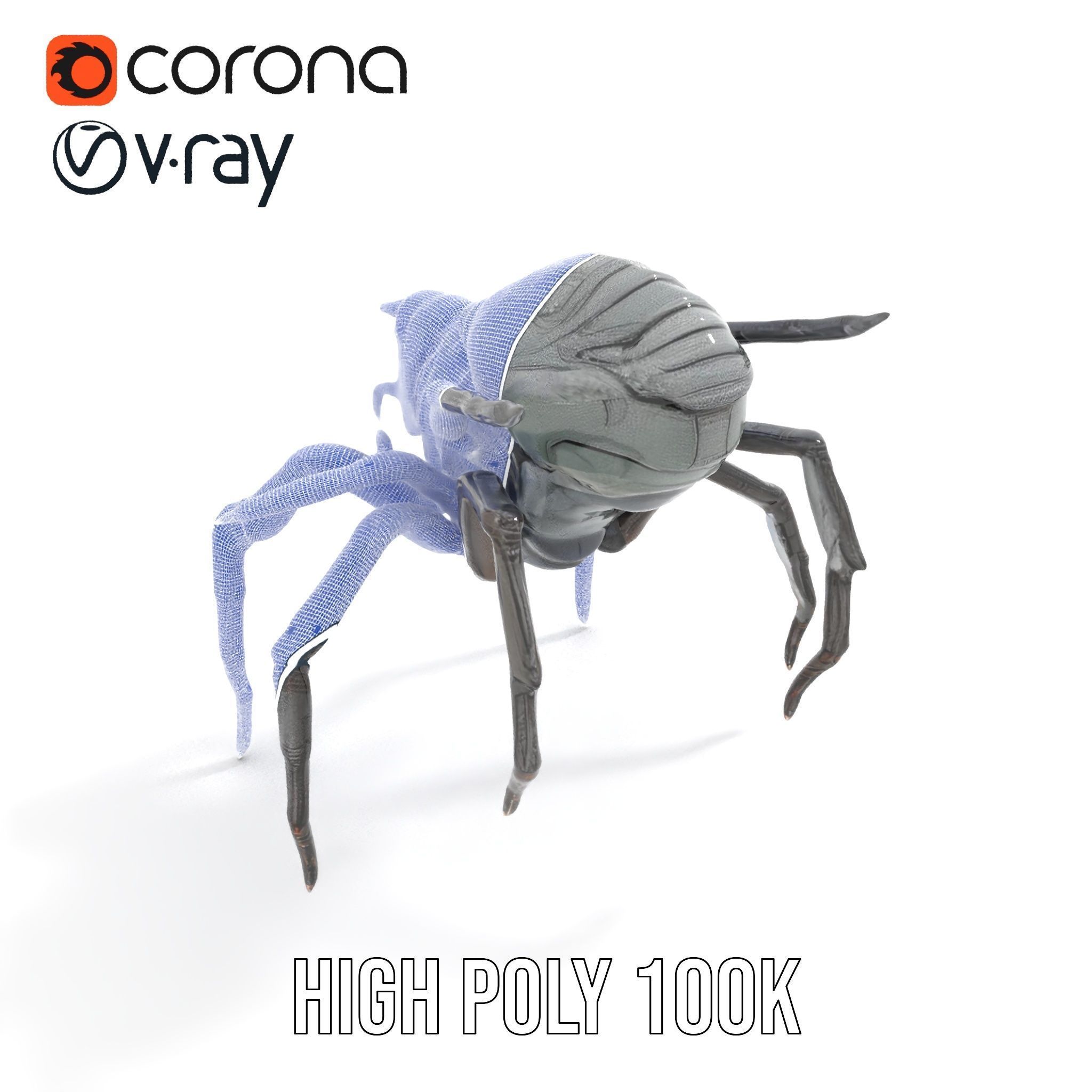 Cyber Arachnid Rigged and Animated D Character Model Low-poly 3D model_33