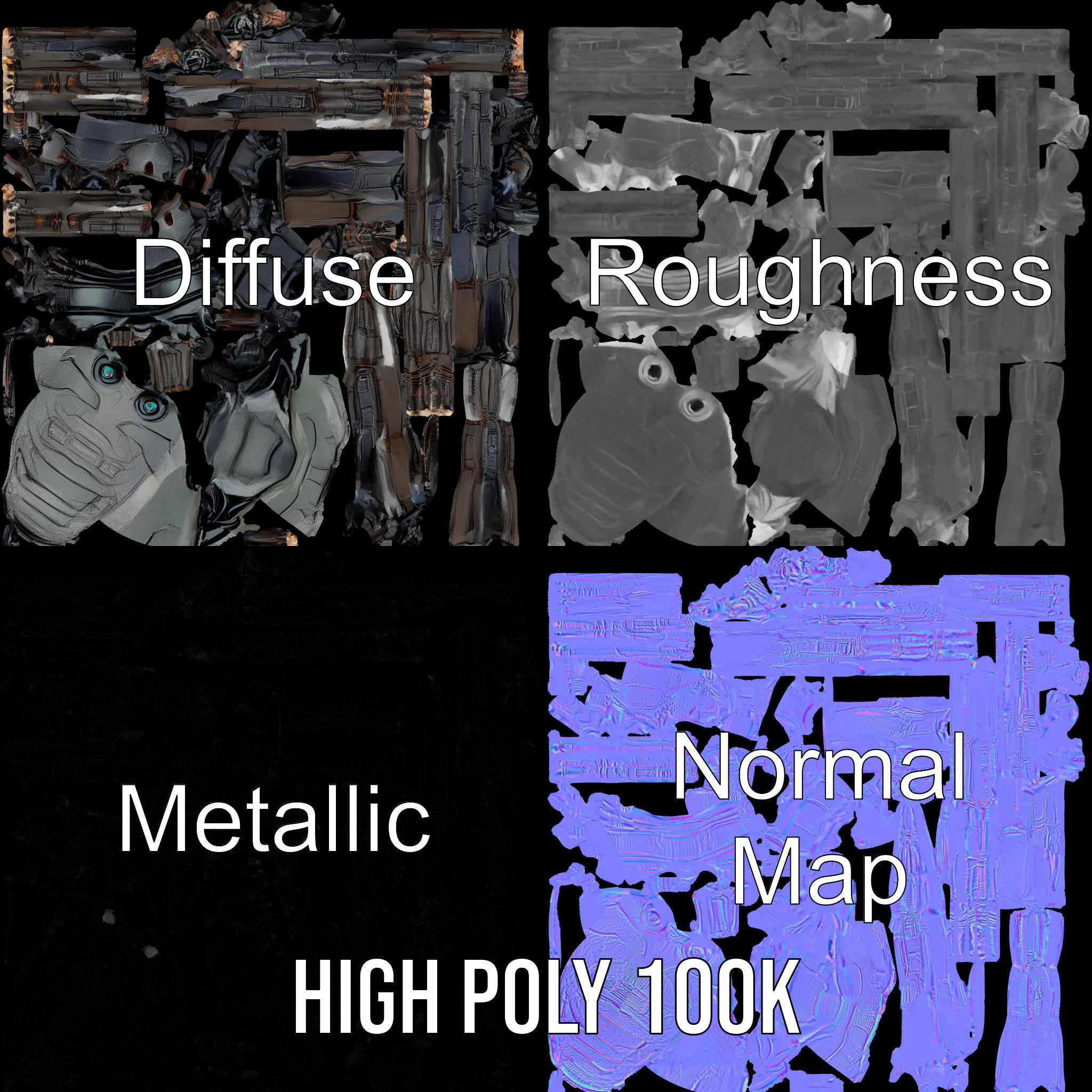 Cyber Arachnid Rigged and Animated D Character Model Low-poly 3D model_3