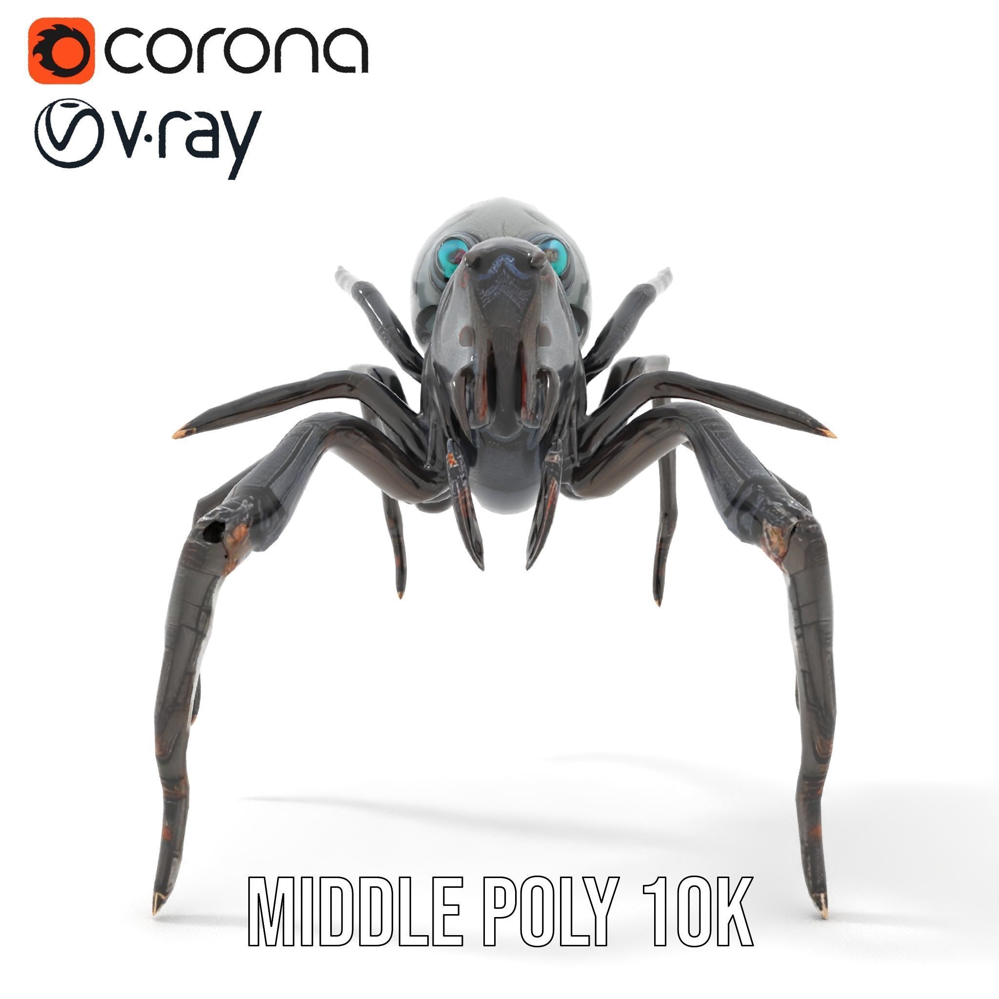 Cyber Arachnid Rigged and Animated D Character Model Low-poly 3D model_29