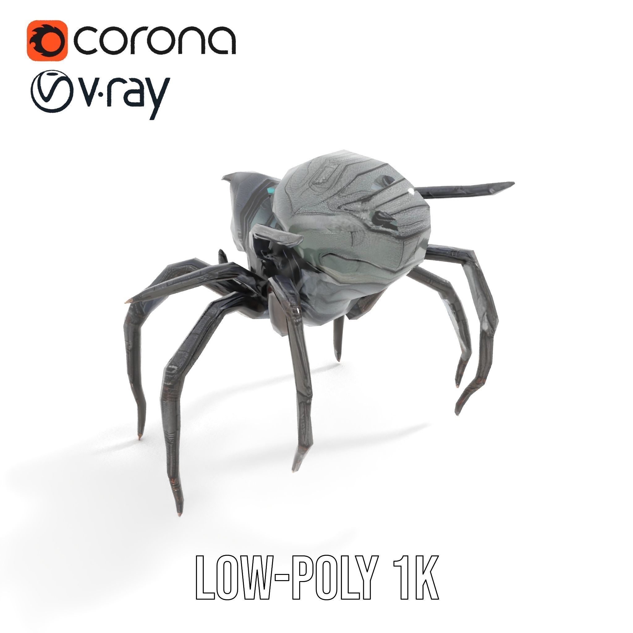 Cyber Arachnid Rigged and Animated D Character Model Low-poly 3D model_7