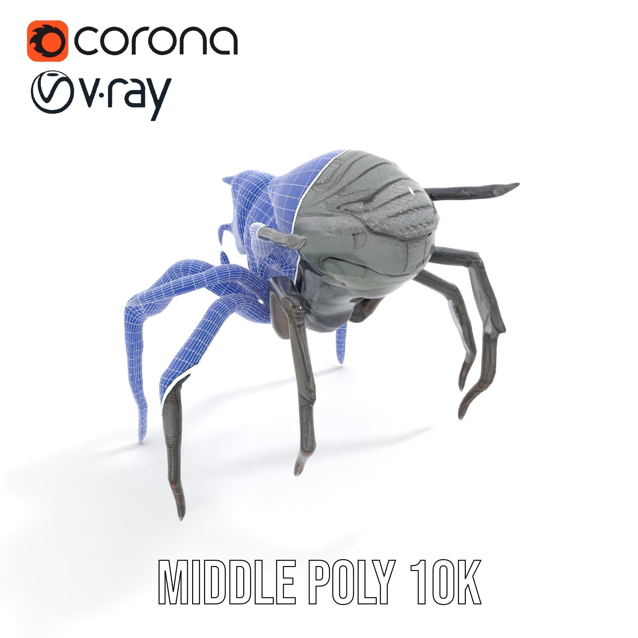 Cyber Arachnid Rigged and Animated D Character Model Low-poly 3D model_34
