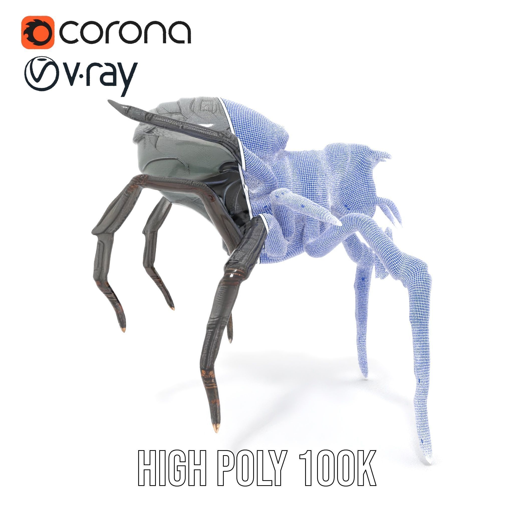 Cyber Arachnid Rigged and Animated D Character Model Low-poly 3D model_35