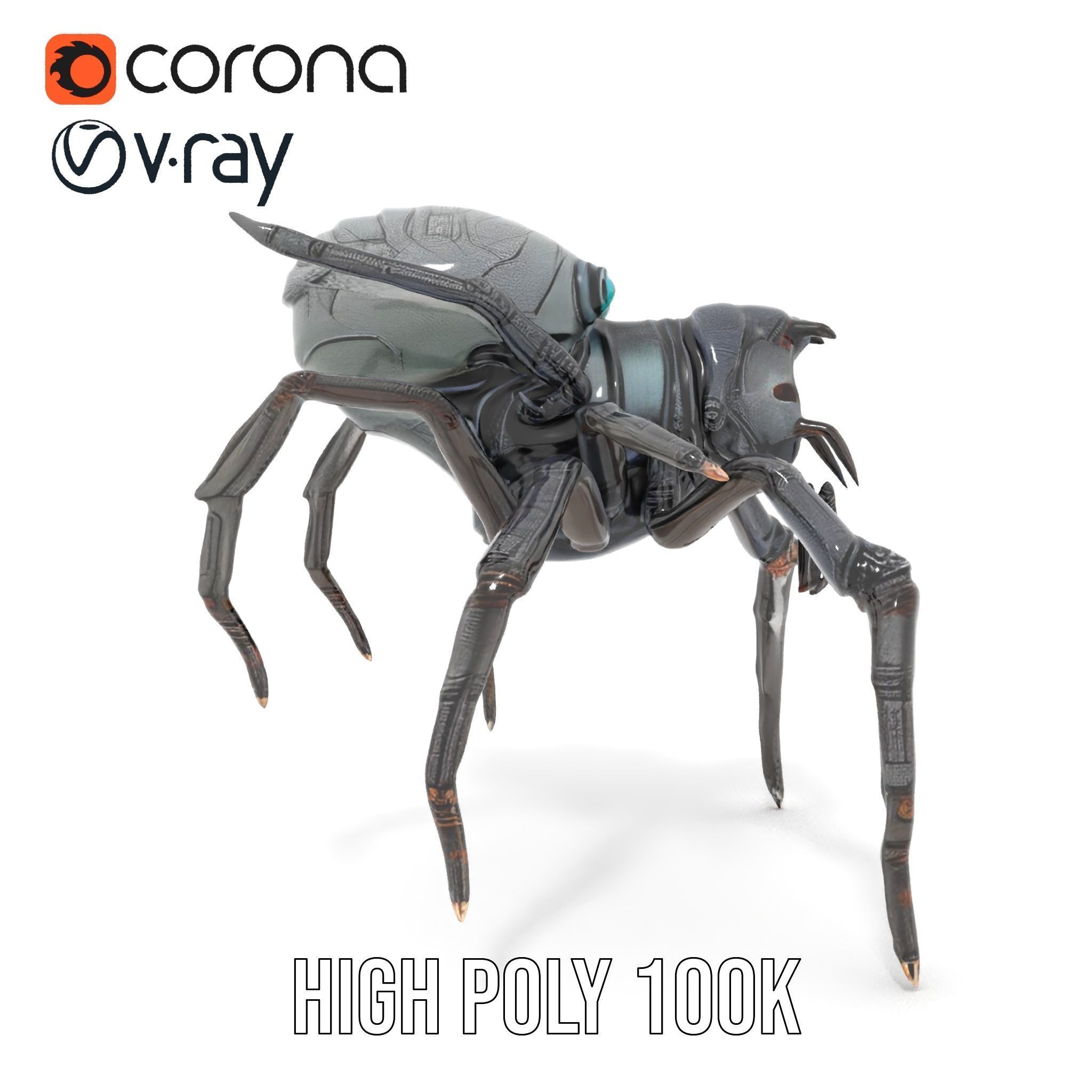 Cyber Arachnid Rigged and Animated D Character Model Low-poly 3D model_36