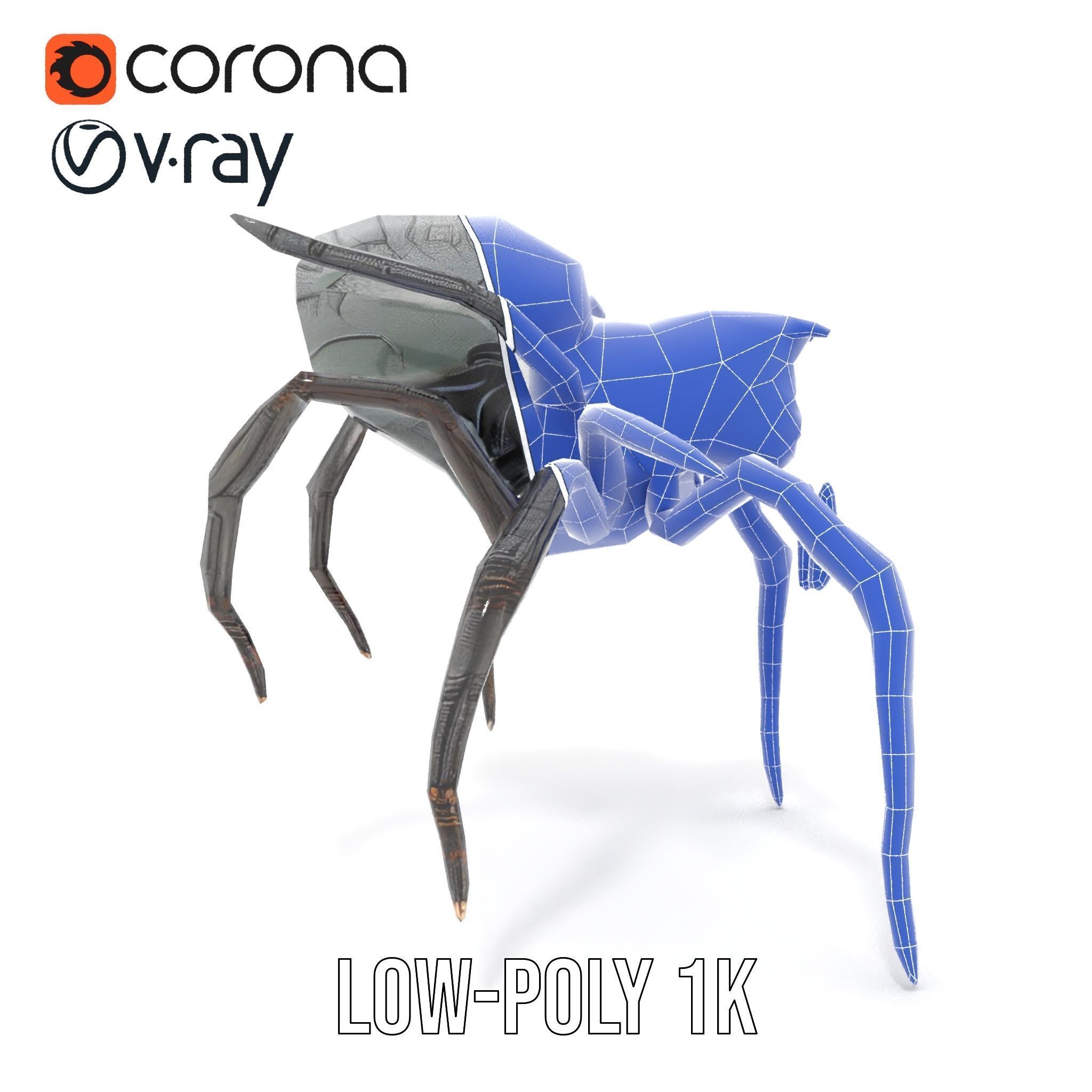 Cyber Arachnid Rigged and Animated D Character Model Low-poly 3D model_16