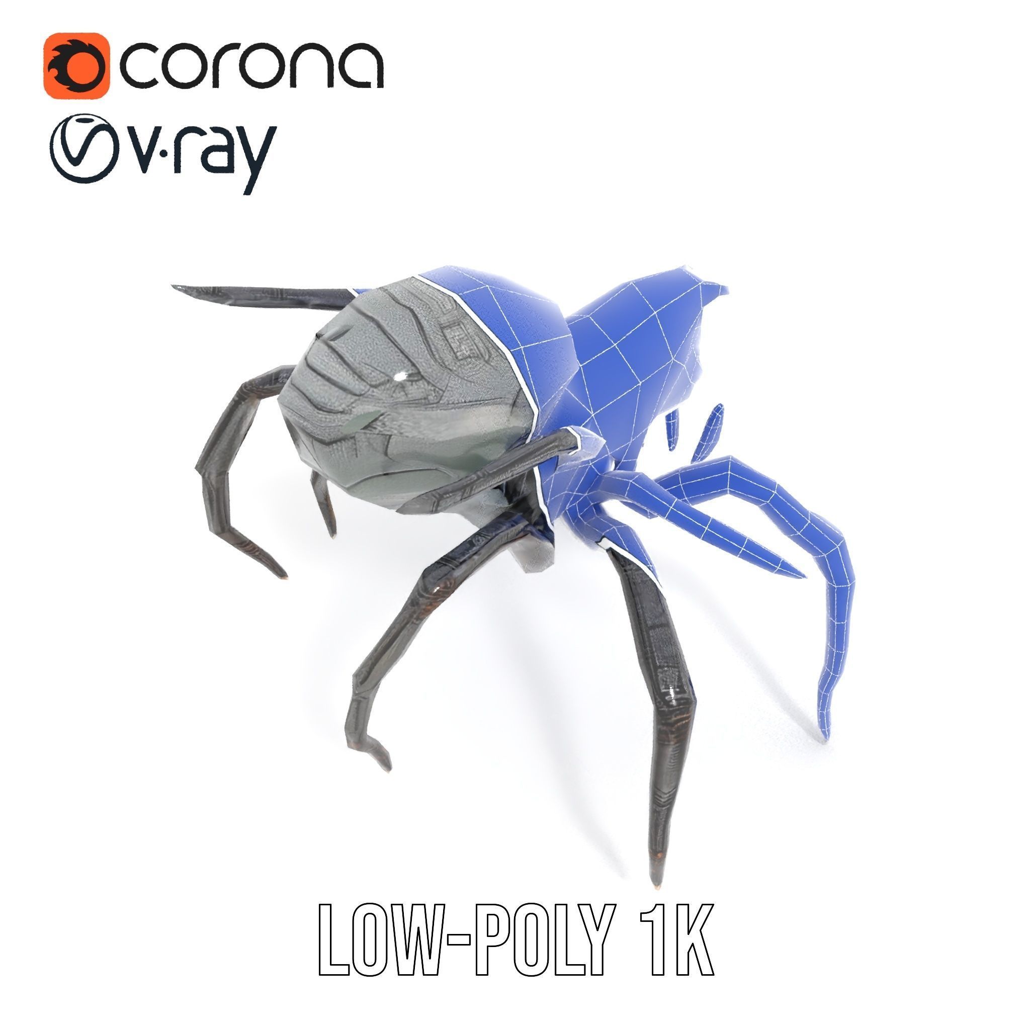 Cyber Arachnid Rigged and Animated D Character Model Low-poly 3D model_25