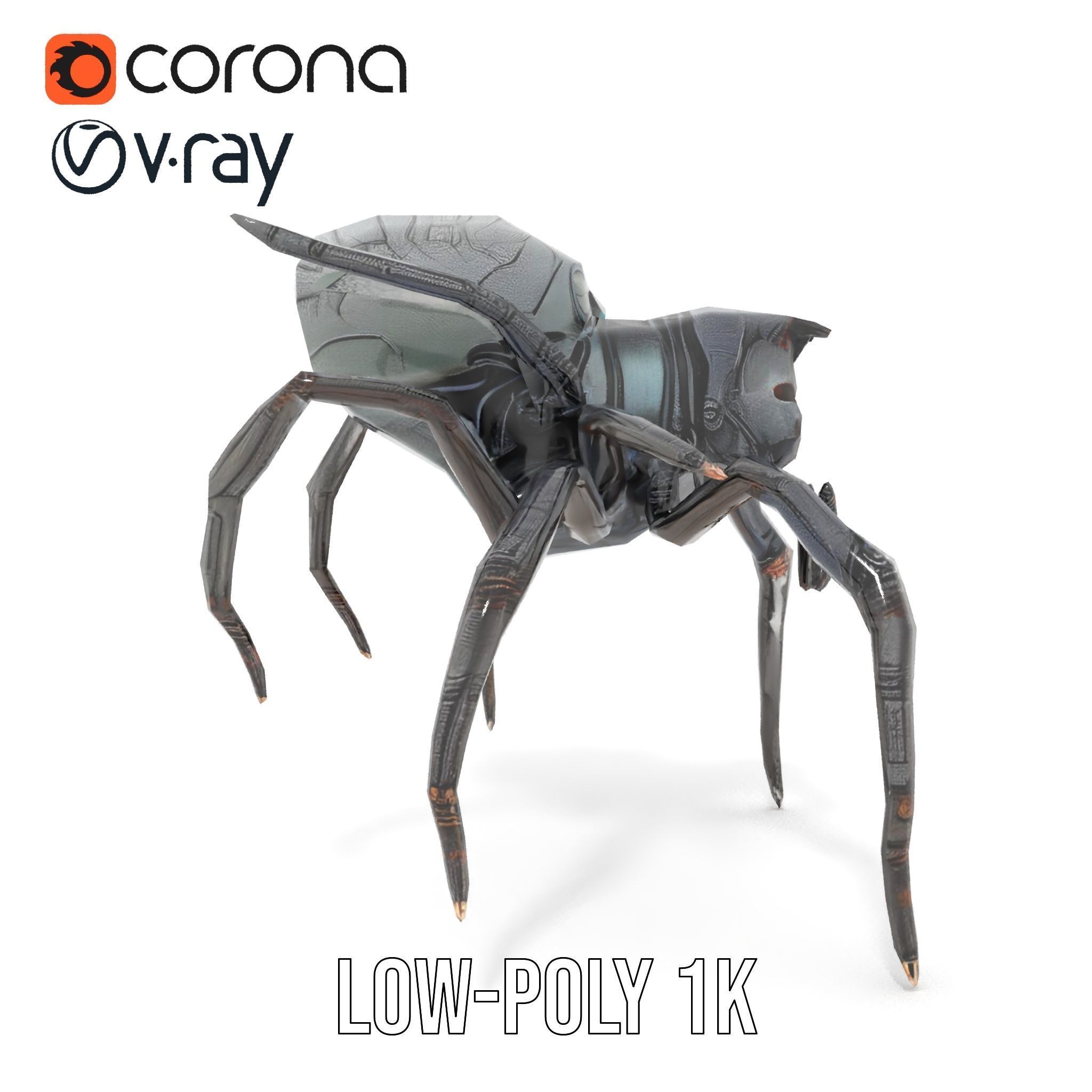 Cyber Arachnid Rigged and Animated D Character Model Low-poly 3D model_14