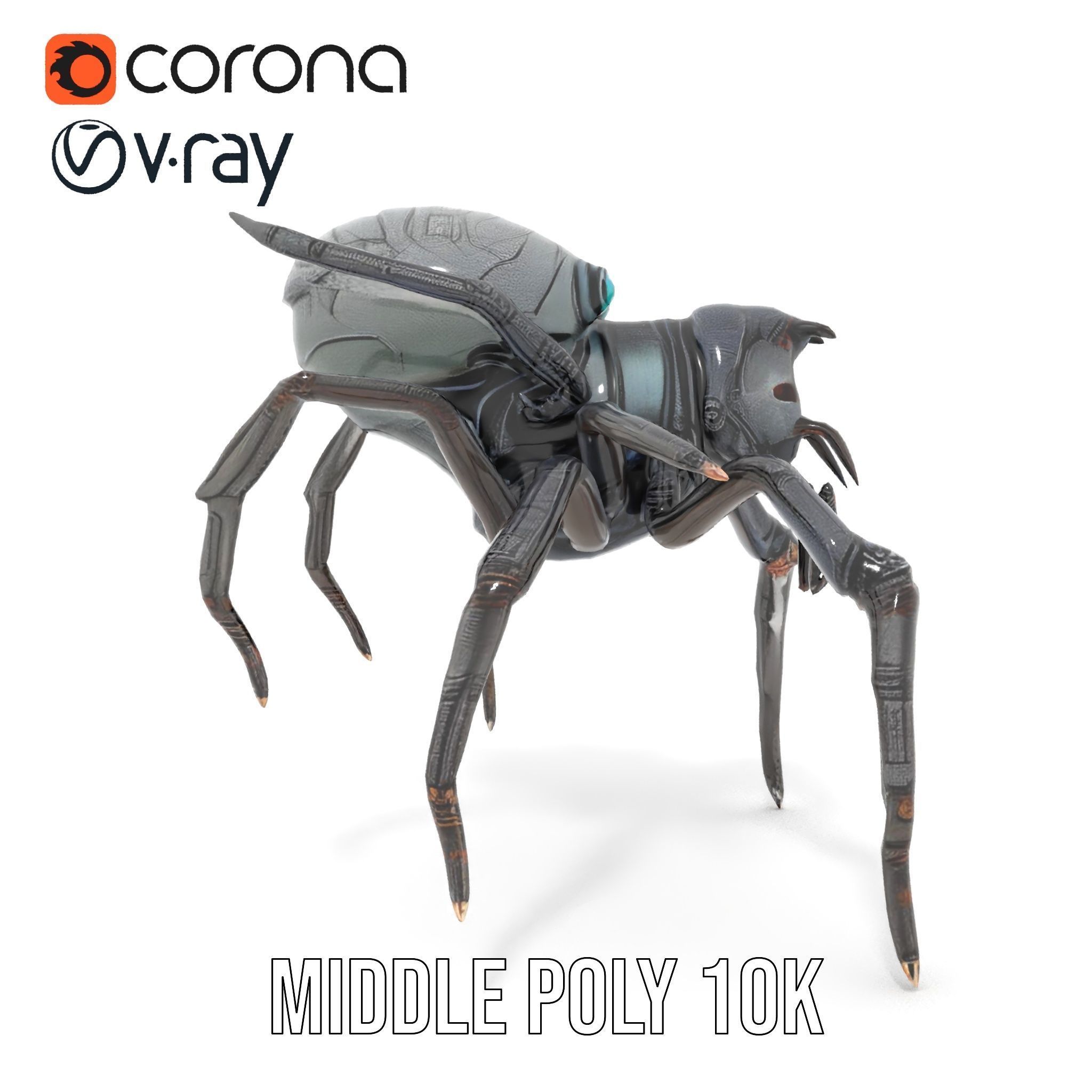 Cyber Arachnid Rigged and Animated D Character Model Low-poly 3D model_21