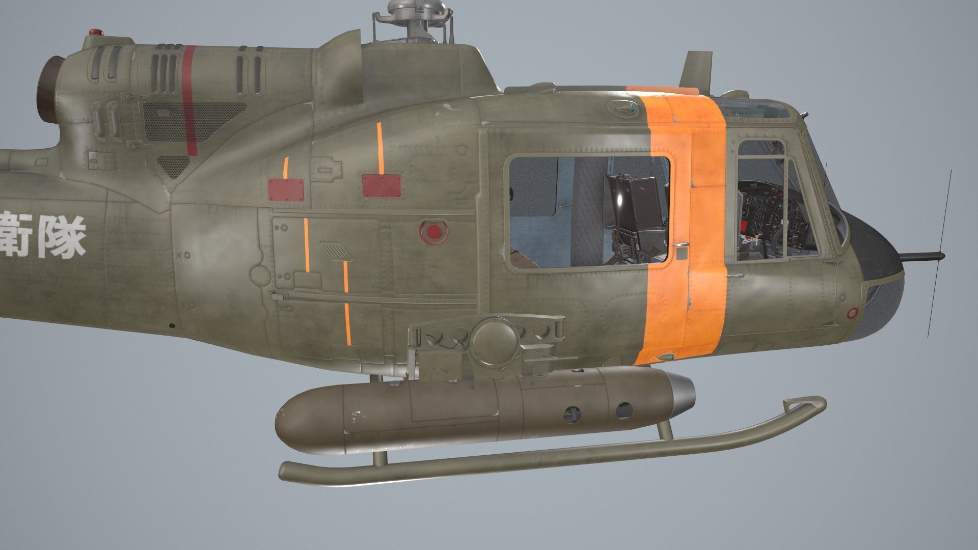 Bell UH-1B JGSDF Complex Animation Low-poly 3D model_6