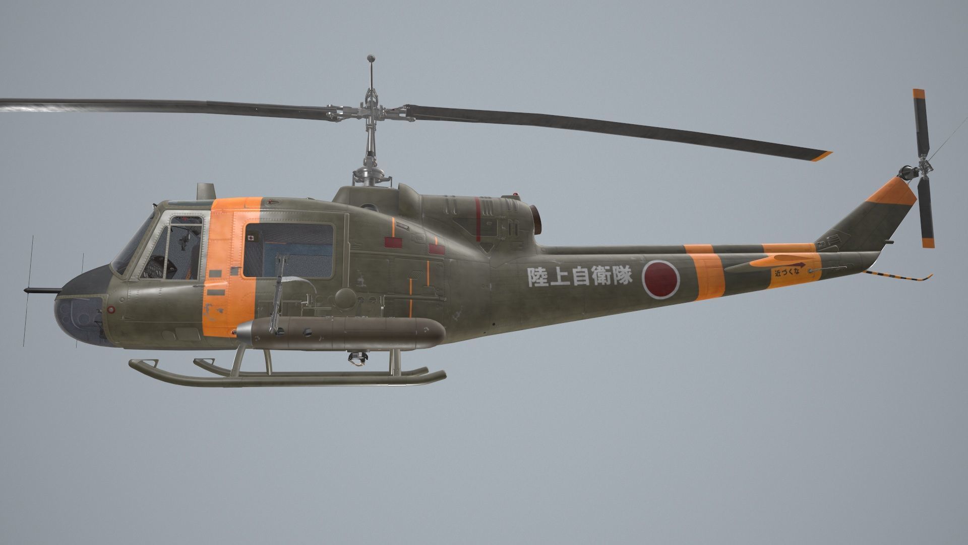 Bell UH-1B JGSDF Complex Animation Low-poly 3D model_13