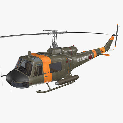 Bell UH-1B JGSDF Complex Animation Low-poly 3D model