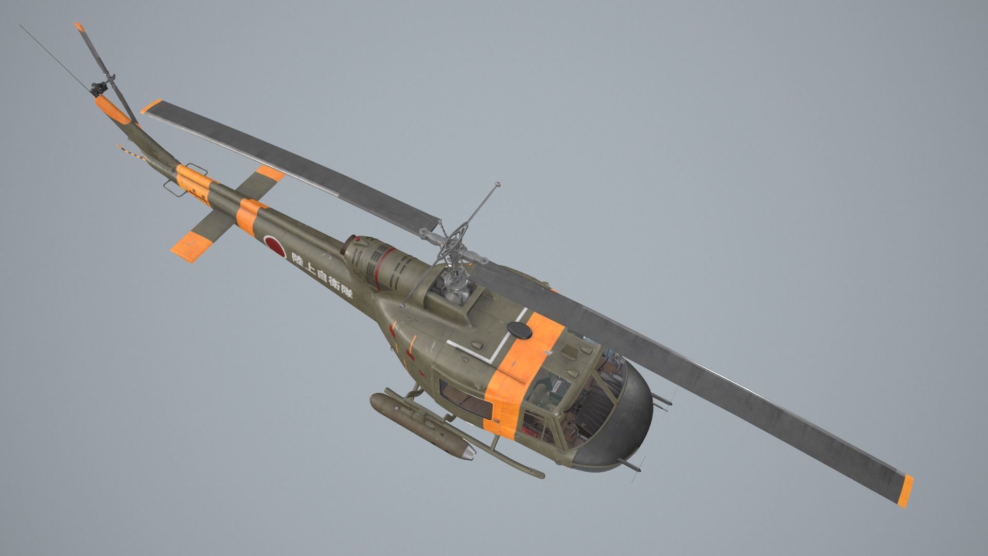 Bell UH-1B JGSDF Complex Animation Low-poly 3D model_7