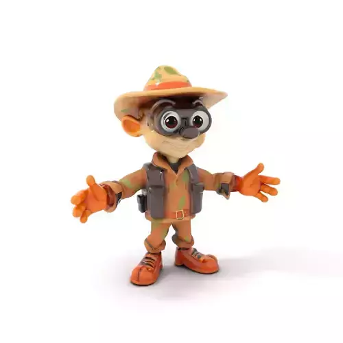 Adventurer Character Rigged and Animated with Explorer Outfit Low-poly 3D model