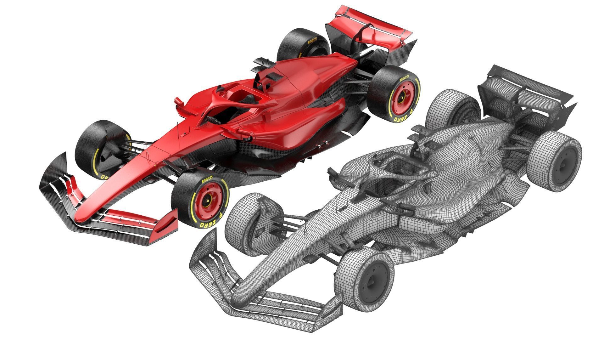 Red F1 2025 Formula 1 Race Car PBR 3D model_15
