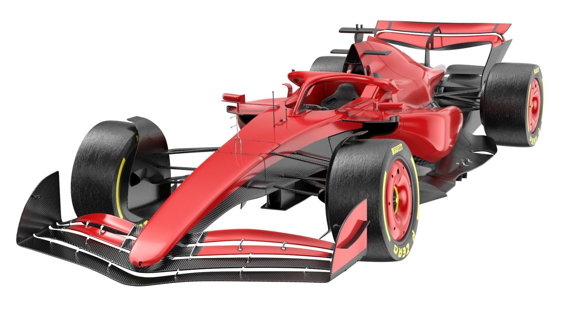 Red F1 2025 Formula 1 Race Car PBR 3D model_2