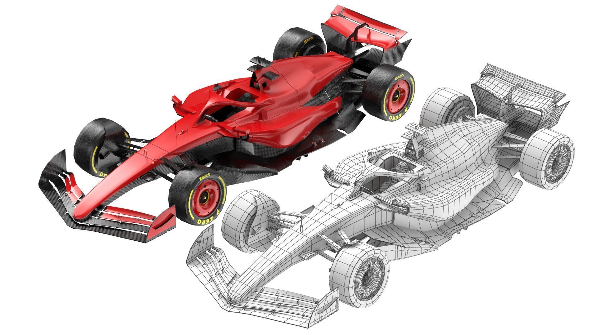 Red F1 2025 Formula 1 Race Car PBR 3D model_13