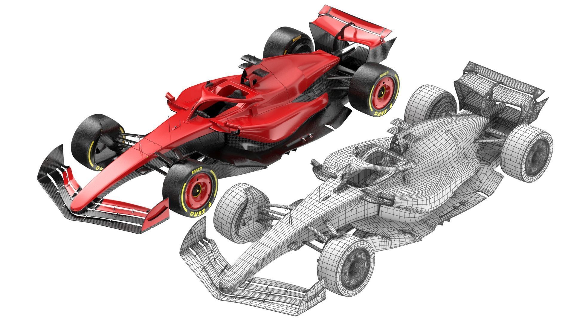 Red F1 2025 Formula 1 Race Car PBR 3D model_14